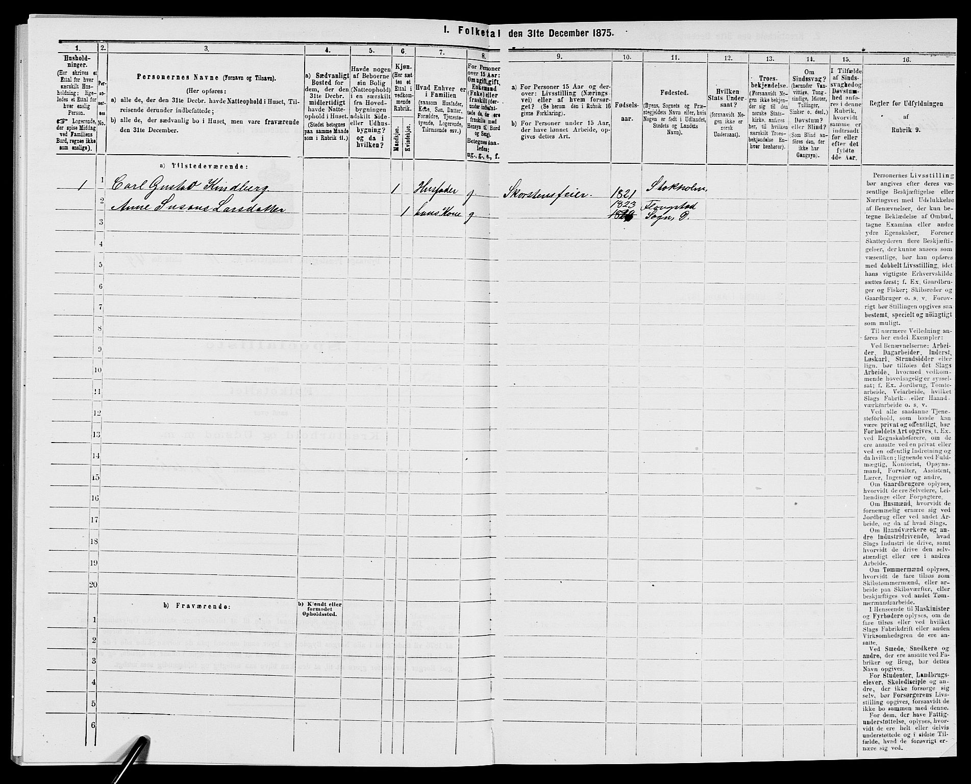 SAK, 1875 census for 0915P Dypvåg, 1875, p. 1406