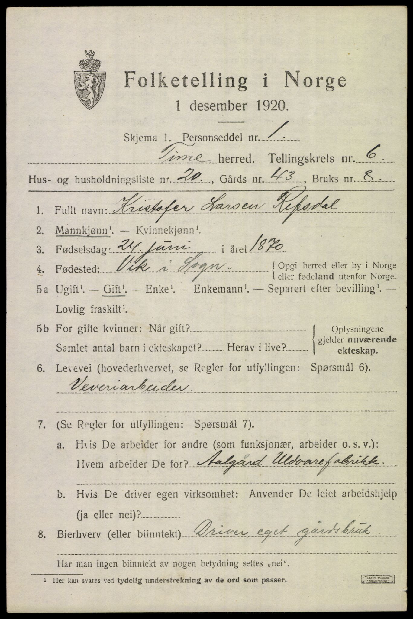 SAST, 1920 census for Time, 1920, p. 7219