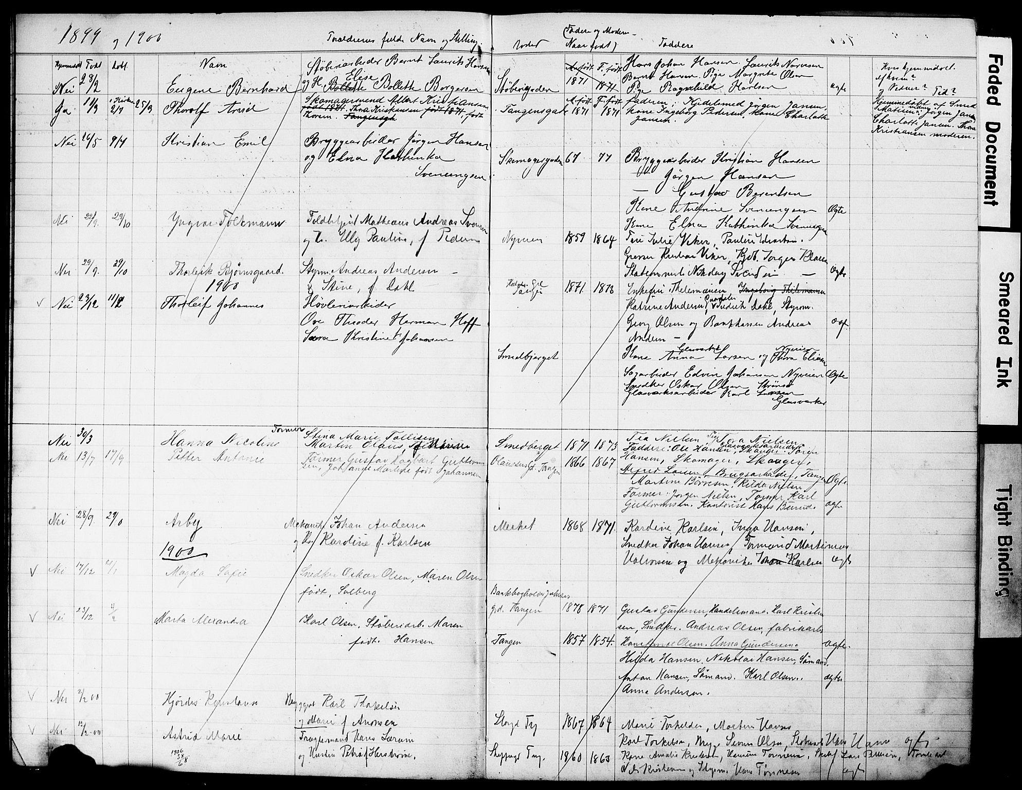 Strømsø kirkebøker, AV/SAKO-A-246/Y/Yb/L0001: Parish register draft no. II 1, 1896-1904