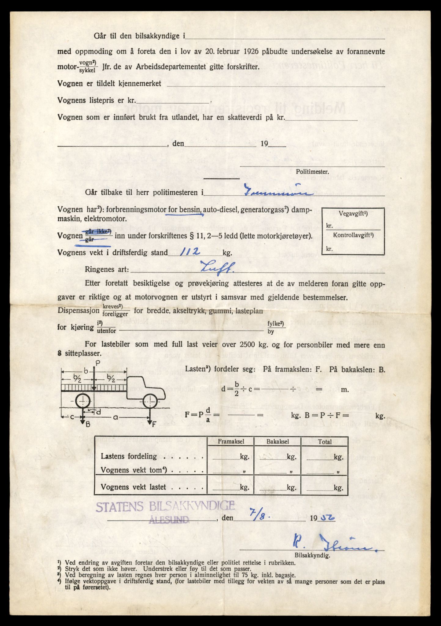 Møre og Romsdal vegkontor - Ålesund trafikkstasjon, SAT/A-4099/F/Fe/L0040: Registreringskort for kjøretøy T 13531 - T 13709, 1927-1998, p. 105