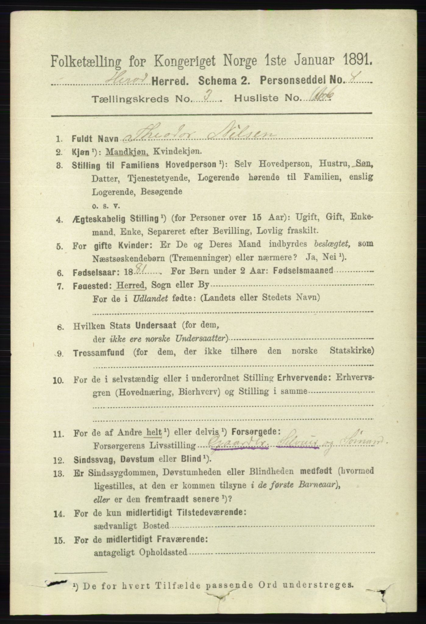 RA, 1891 census for 1039 Herad, 1891, p. 1341