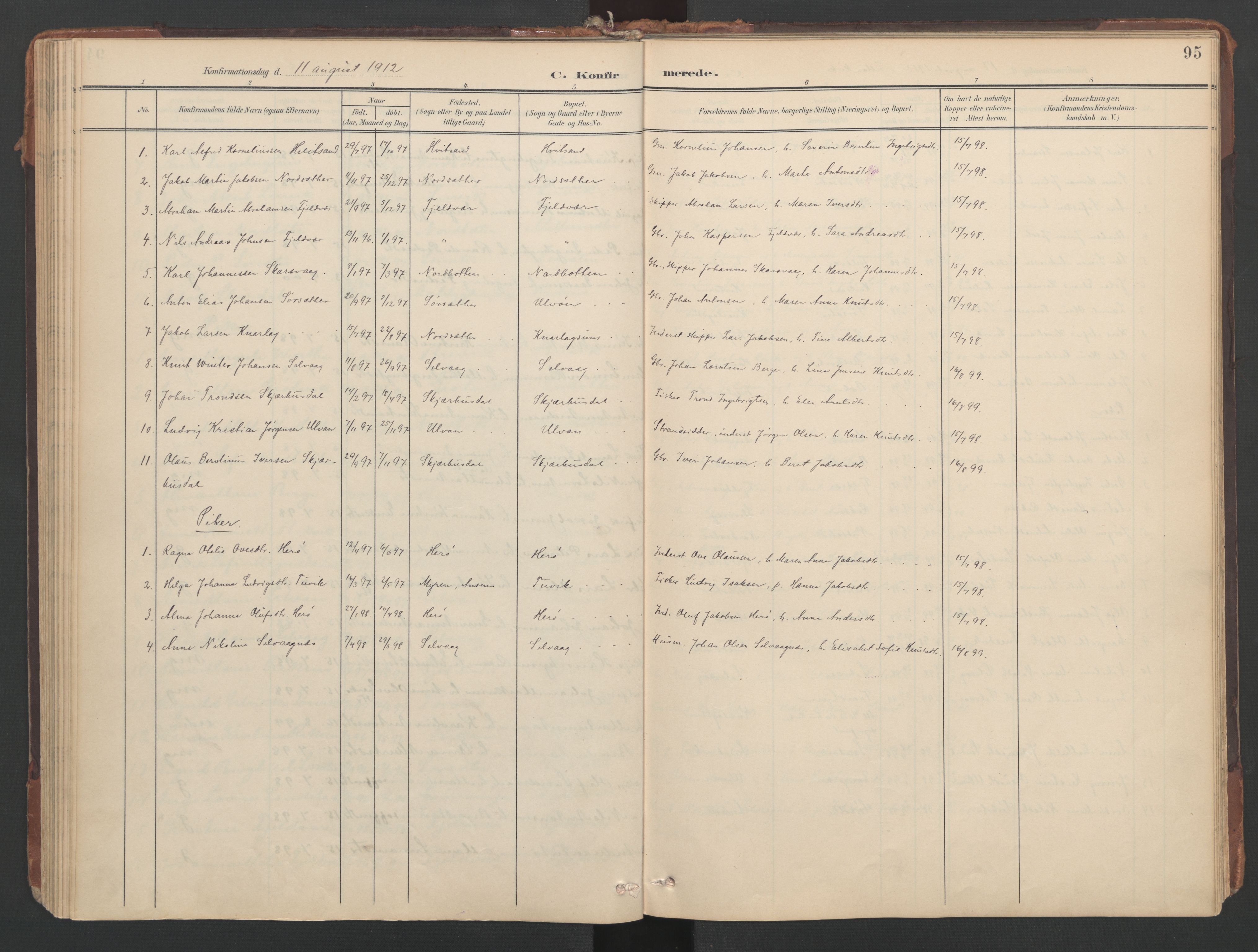Ministerialprotokoller, klokkerbøker og fødselsregistre - Sør-Trøndelag, SAT/A-1456/638/L0568: Parish register (official) no. 638A01, 1901-1916, p. 95