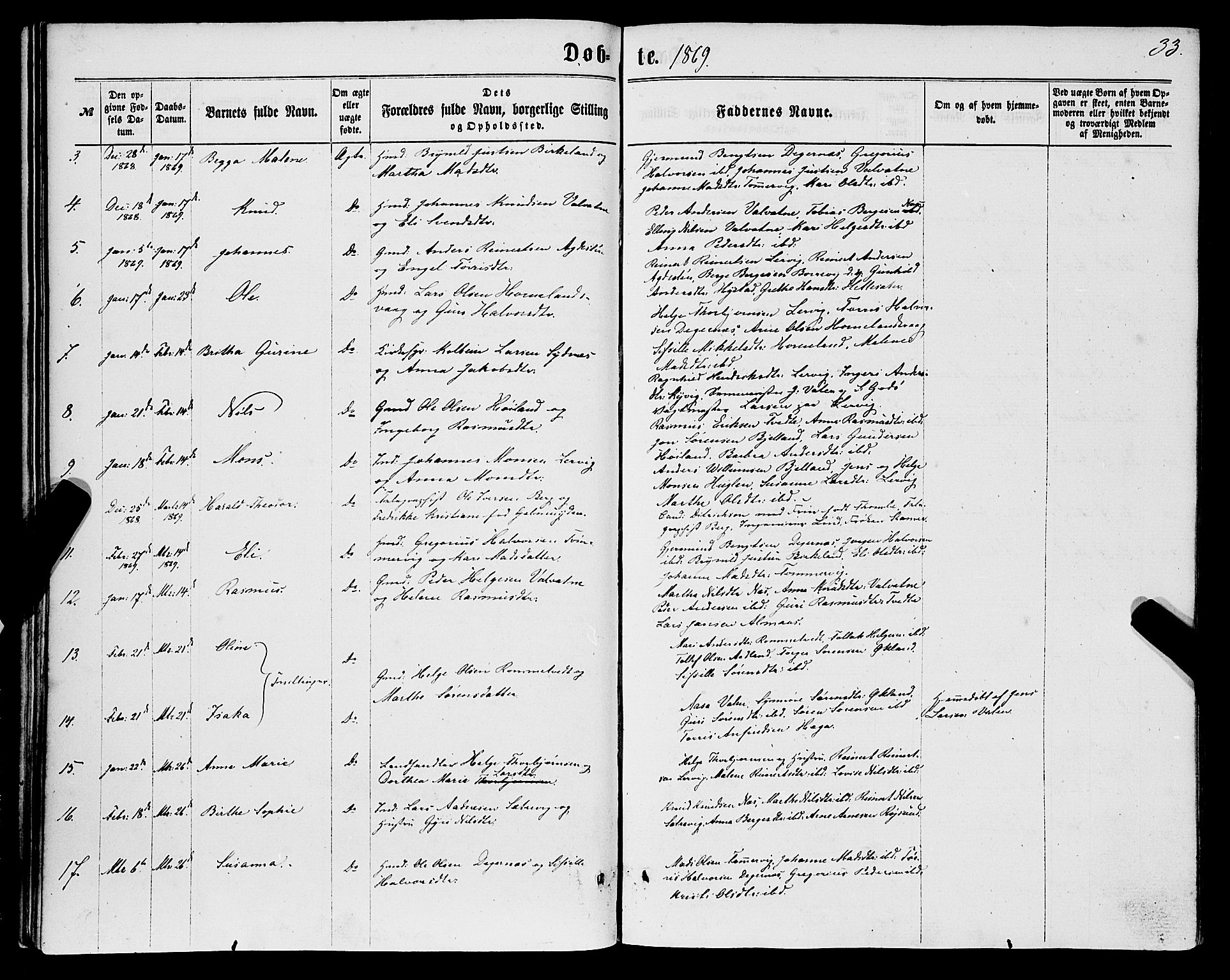 Stord sokneprestembete, AV/SAB-A-78201/H/Haa: Parish register (official) no. B 1, 1862-1877, p. 33