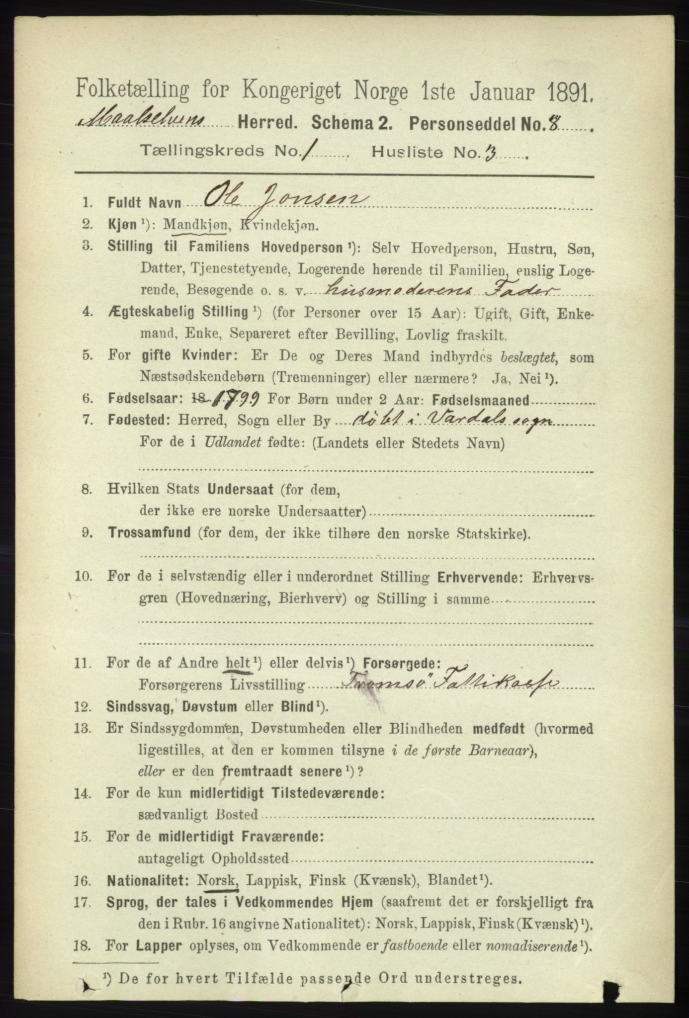 RA, 1891 census for 1924 Målselv, 1891, p. 87