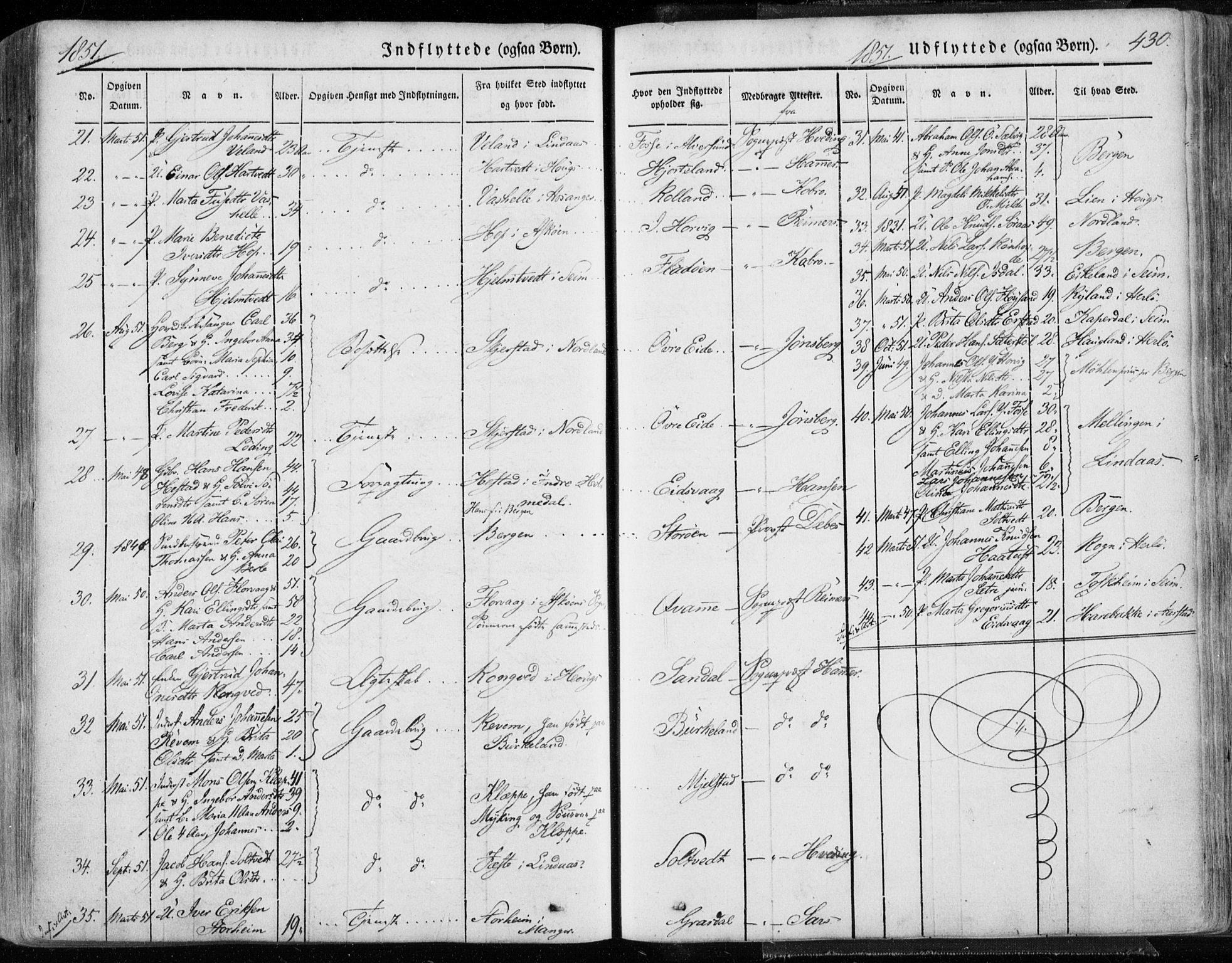Hamre sokneprestembete, SAB/A-75501/H/Ha/Haa/Haaa/L0013: Parish register (official) no. A 13, 1846-1857, p. 430