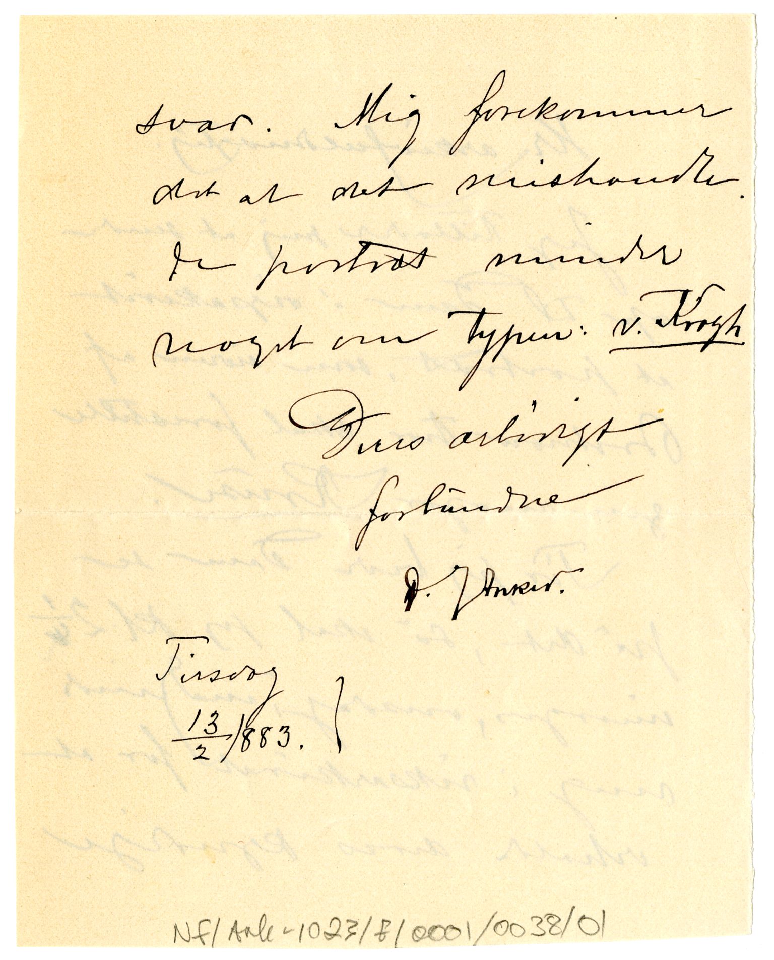 Diderik Maria Aalls brevsamling, NF/Ark-1023/F/L0001: D.M. Aalls brevsamling. A - B, 1738-1889, p. 498