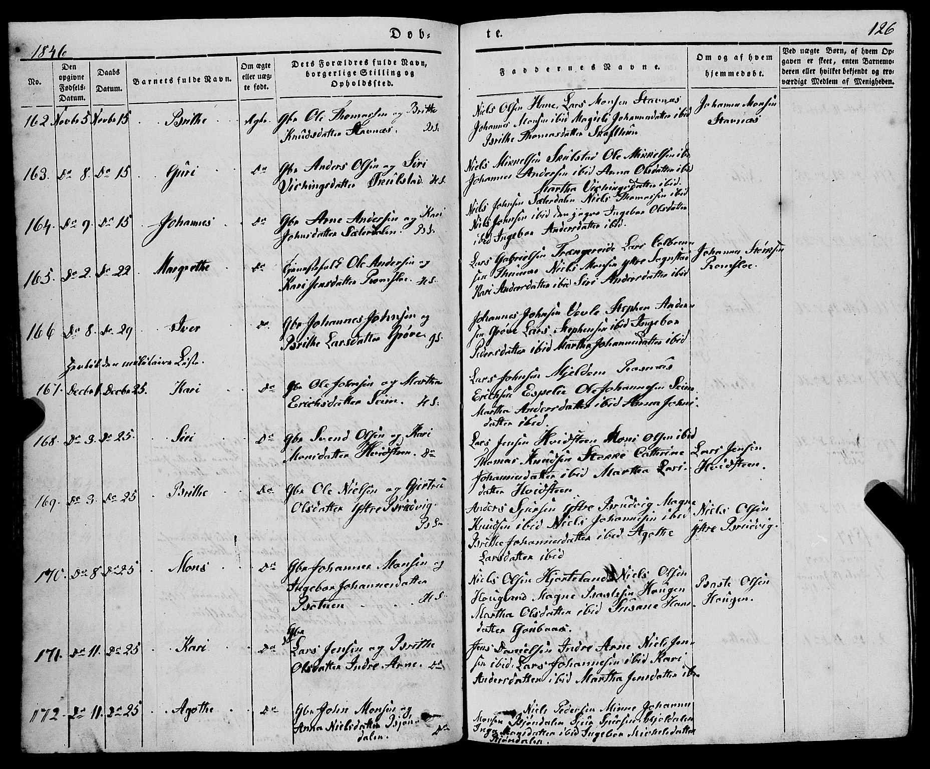 Haus sokneprestembete, AV/SAB-A-75601/H/Haa: Parish register (official) no. A 15, 1838-1847, p. 126