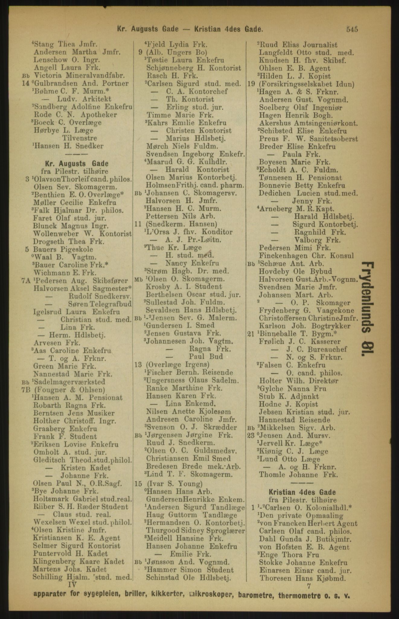 Kristiania/Oslo adressebok, PUBL/-, 1891, p. 545