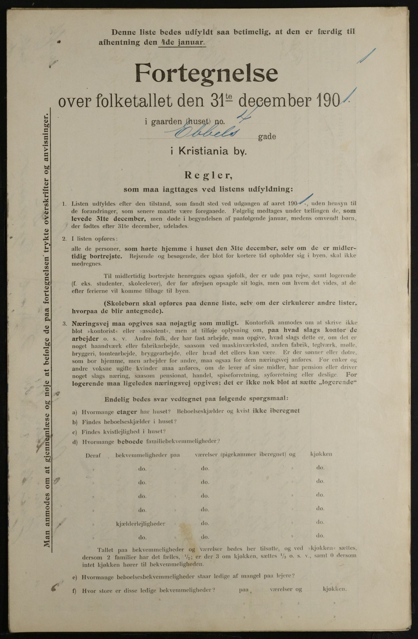 OBA, Municipal Census 1901 for Kristiania, 1901, p. 2942