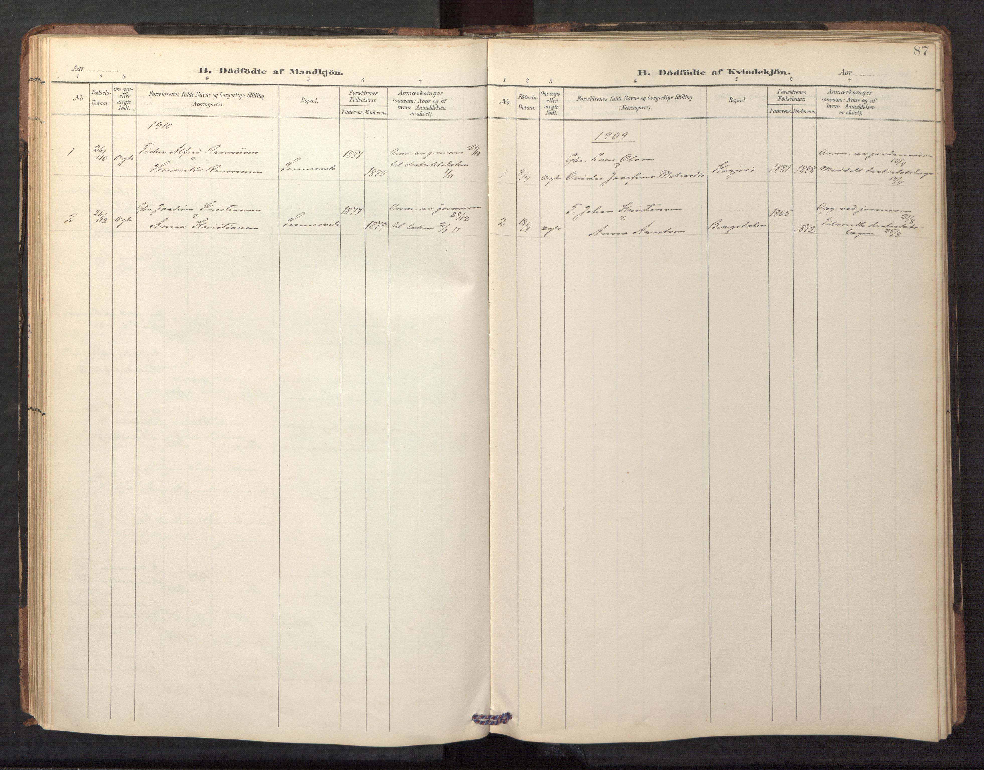 Ministerialprotokoller, klokkerbøker og fødselsregistre - Nordland, AV/SAT-A-1459/882/L1185: Parish register (copy) no. 882C03, 1898-1910, p. 87