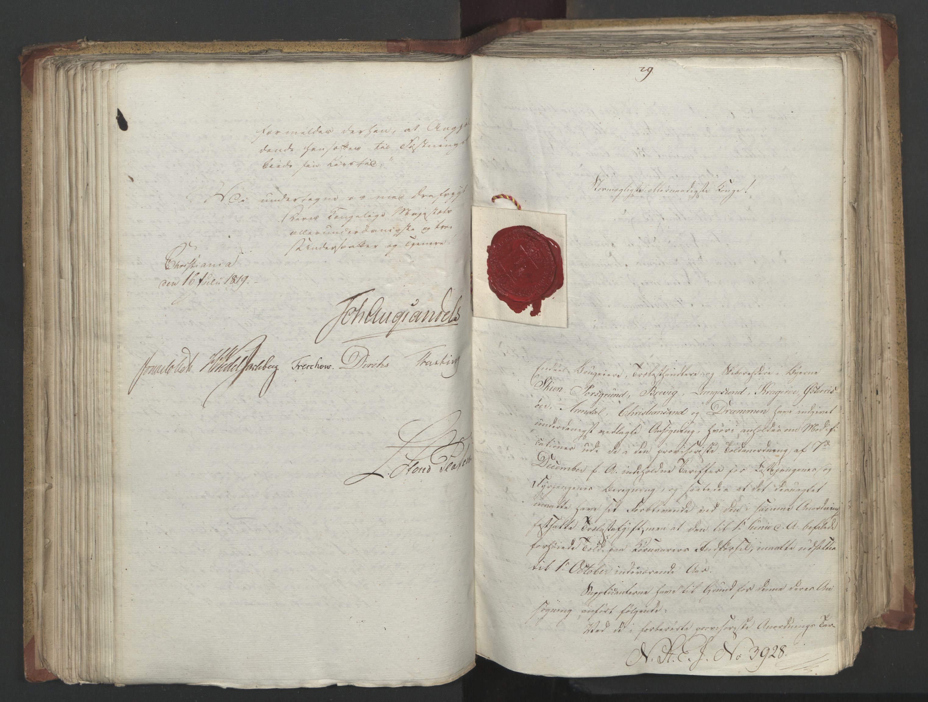 Statsrådsavdelingen i Stockholm, AV/RA-S-1003/D/Da/L0019: Regjeringsinnstillinger nr. 3856-4052, 1819, p. 163