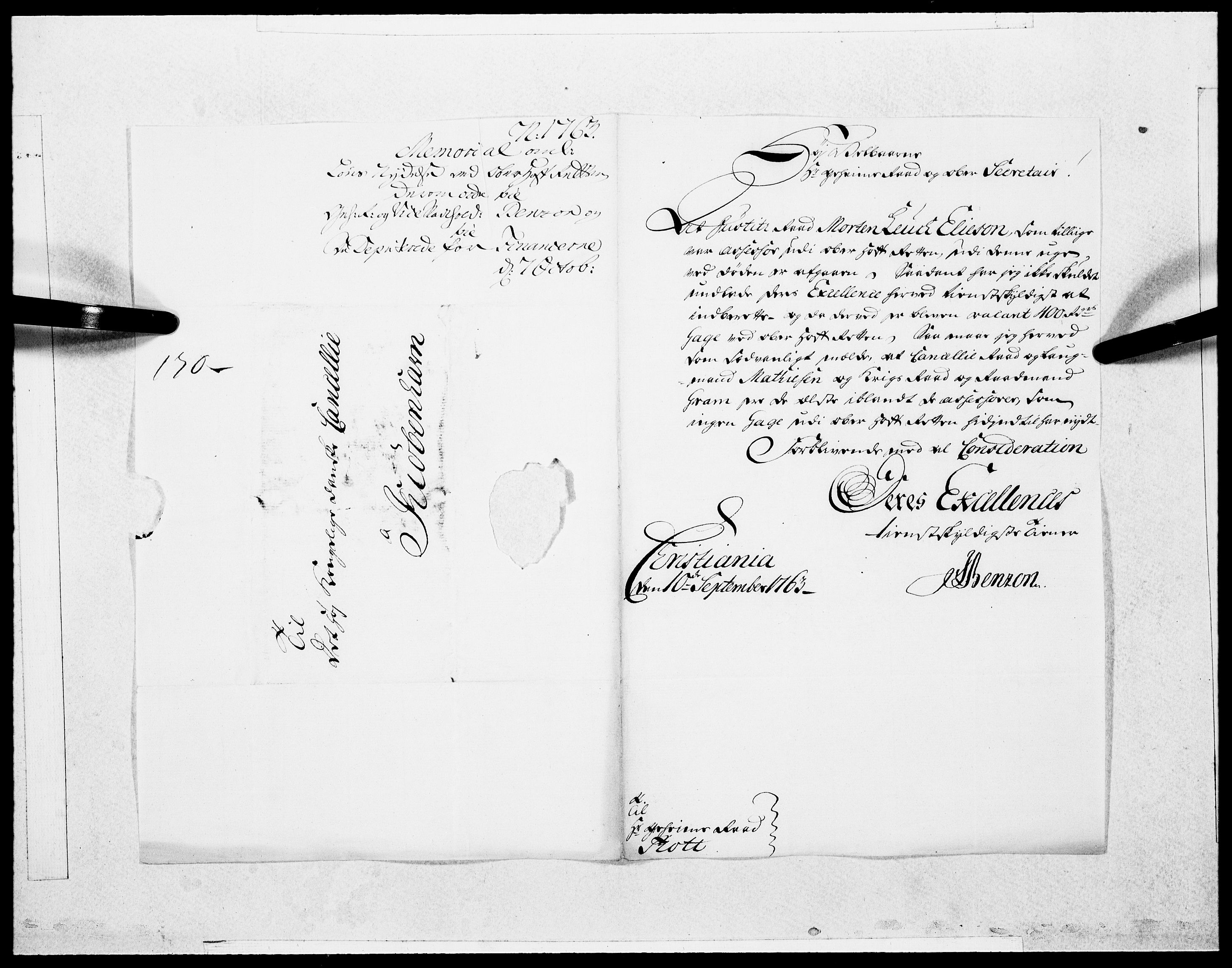 Danske Kanselli 1572-1799, AV/RA-EA-3023/F/Fc/Fcc/Fcca/L0187: Norske innlegg 1572-1799, 1763, p. 7