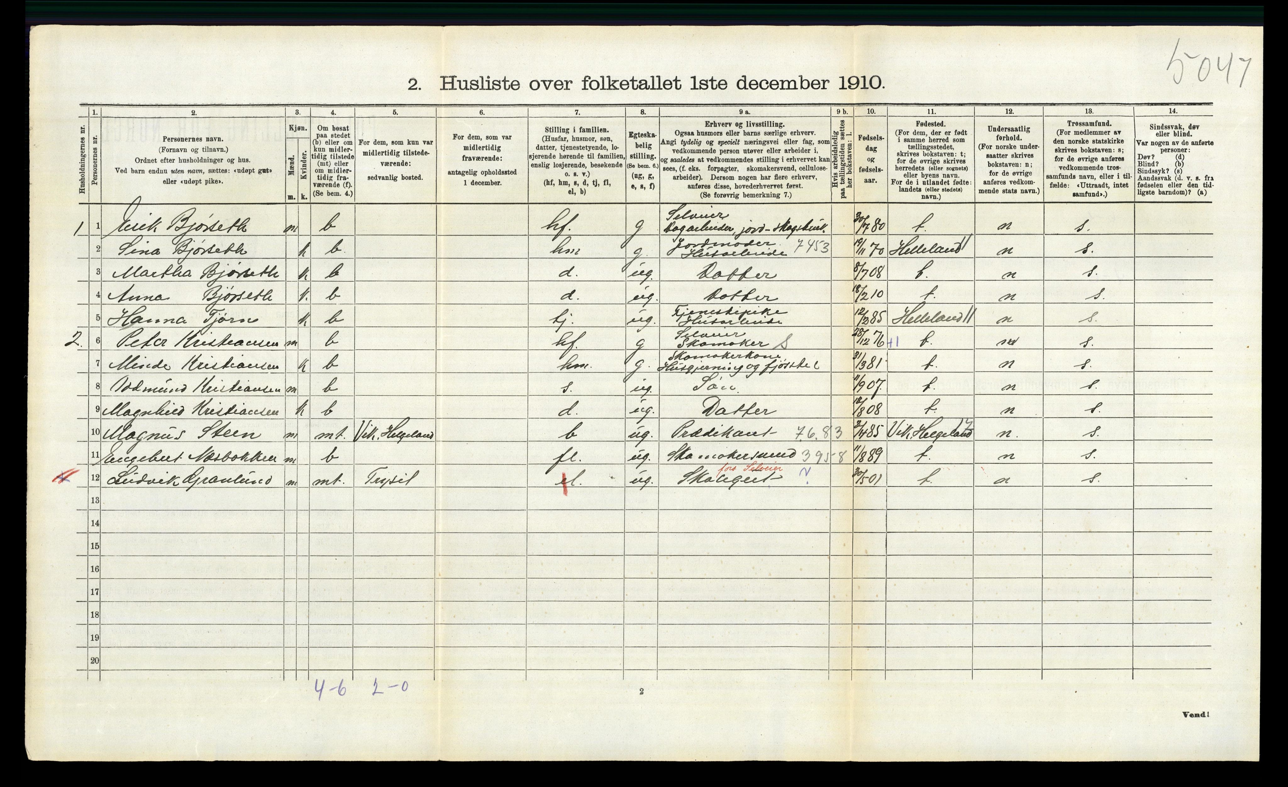 RA, 1910 census for Trysil, 1910, p. 322