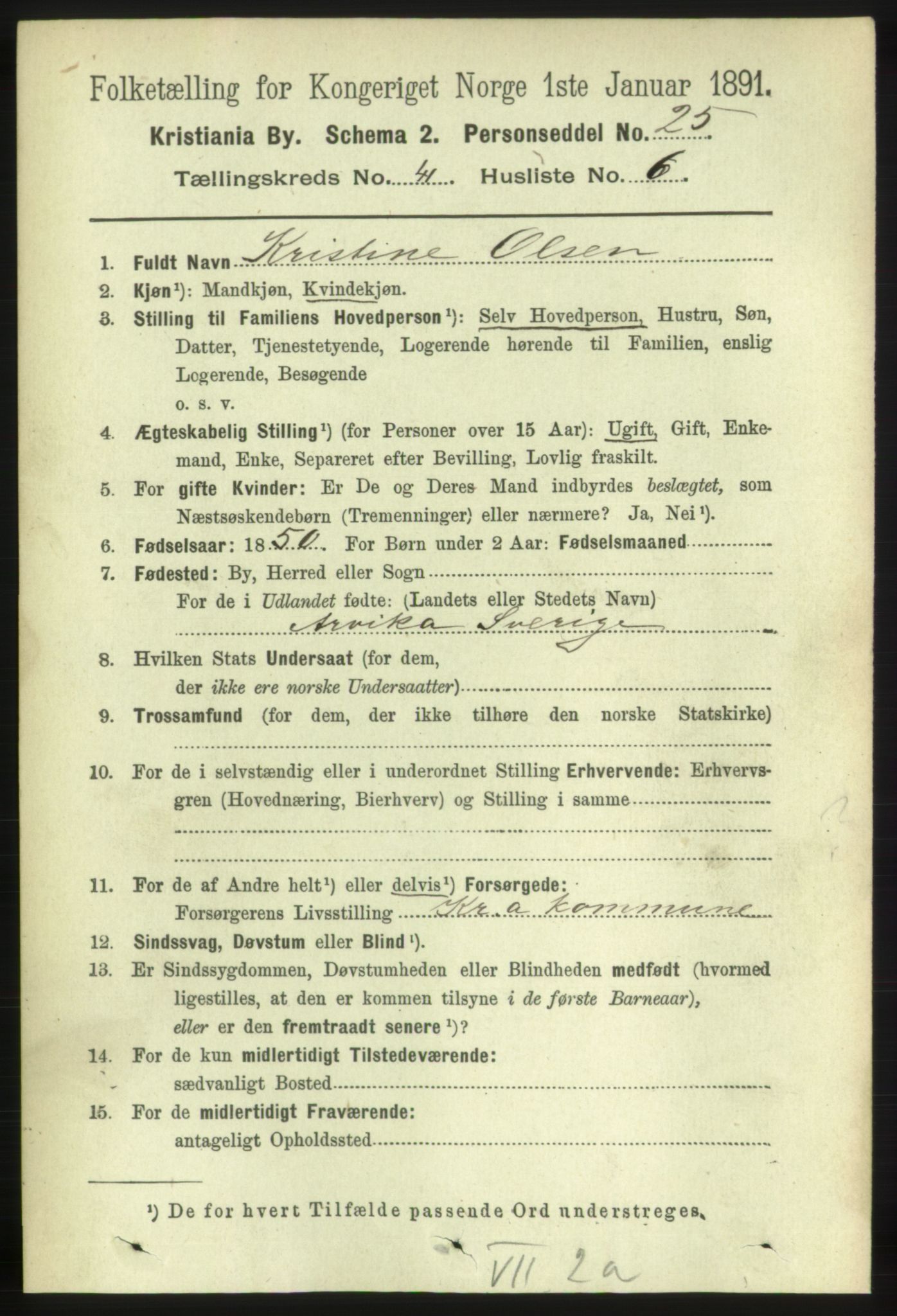 RA, 1891 census for 0301 Kristiania, 1891, p. 24160