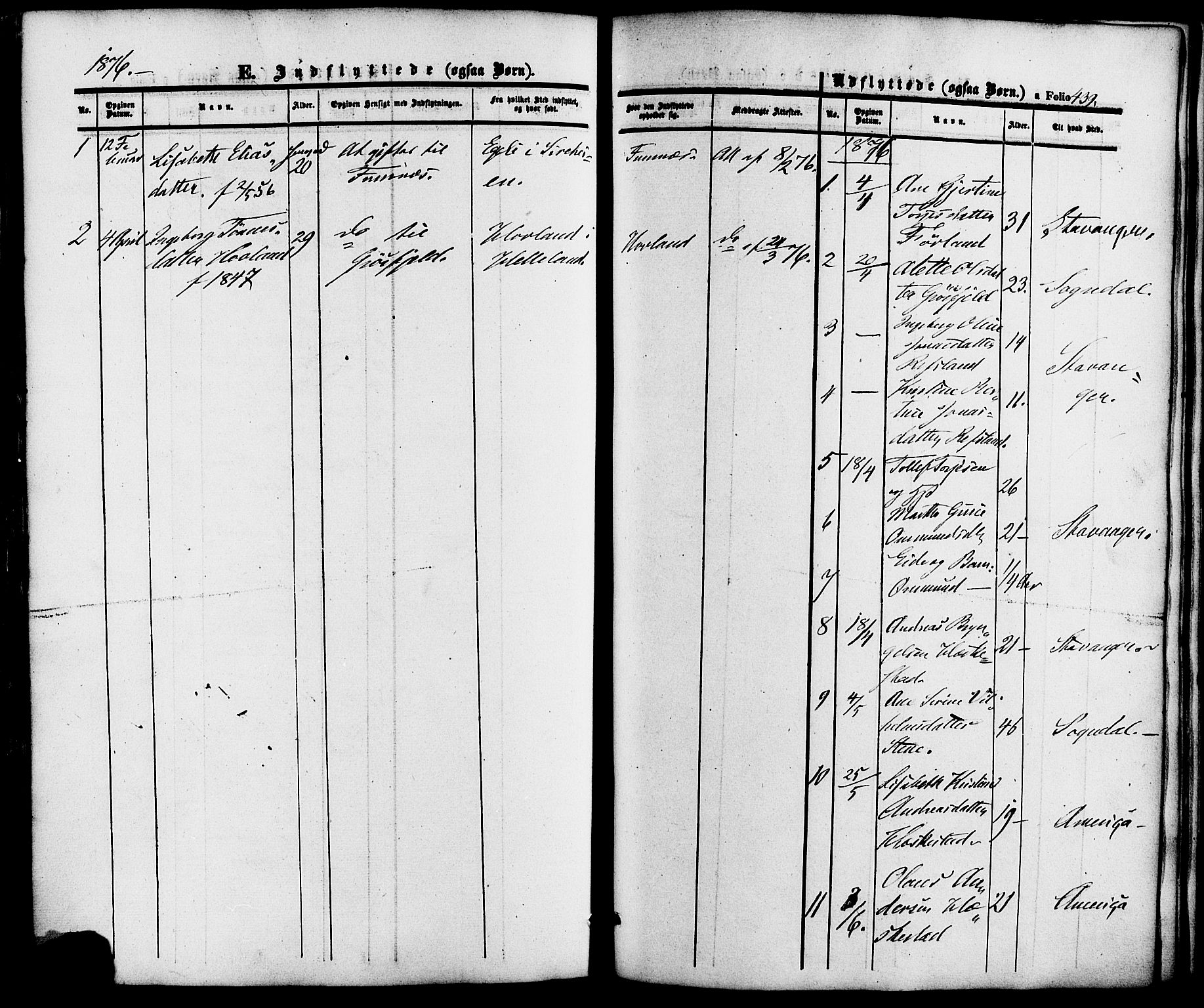 Lund sokneprestkontor, AV/SAST-A-101809/S06/L0010: Parish register (official) no. A 9, 1854-1886, p. 439