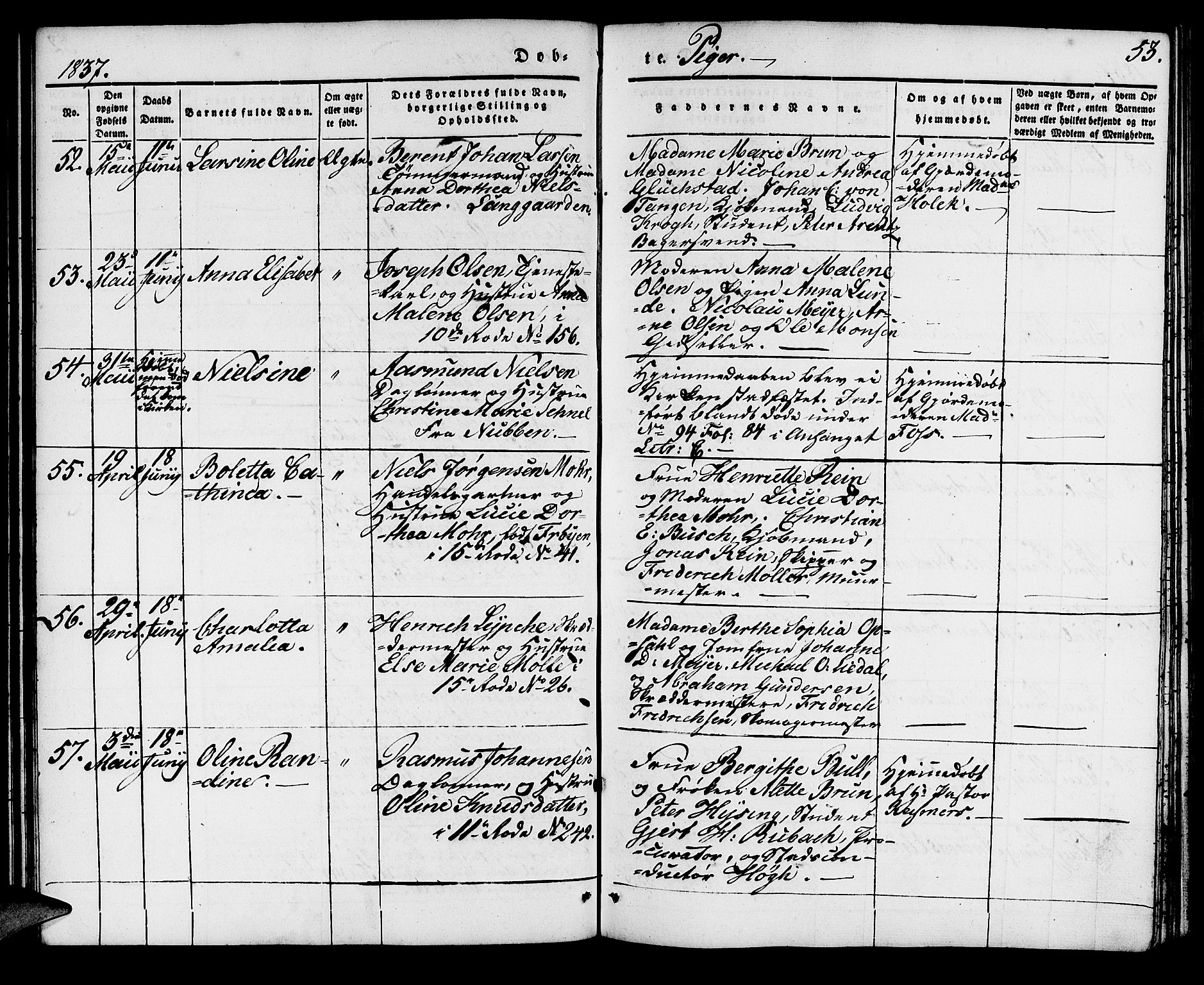 Domkirken sokneprestembete, SAB/A-74801/H/Haa/L0015: Parish register (official) no. A 14, 1835-1840, p. 53