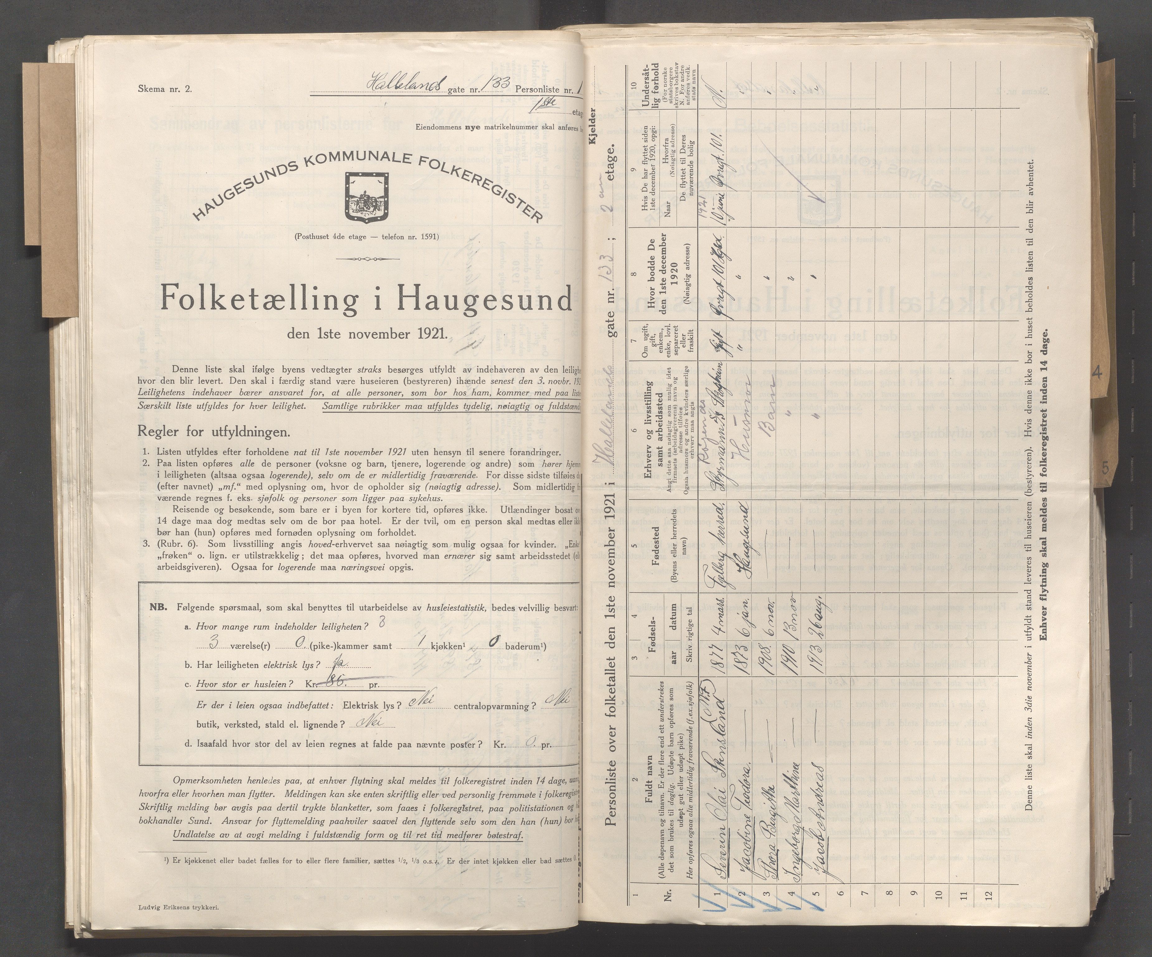 IKAR, Local census 1.11.1921 for Haugesund, 1921, p. 6690