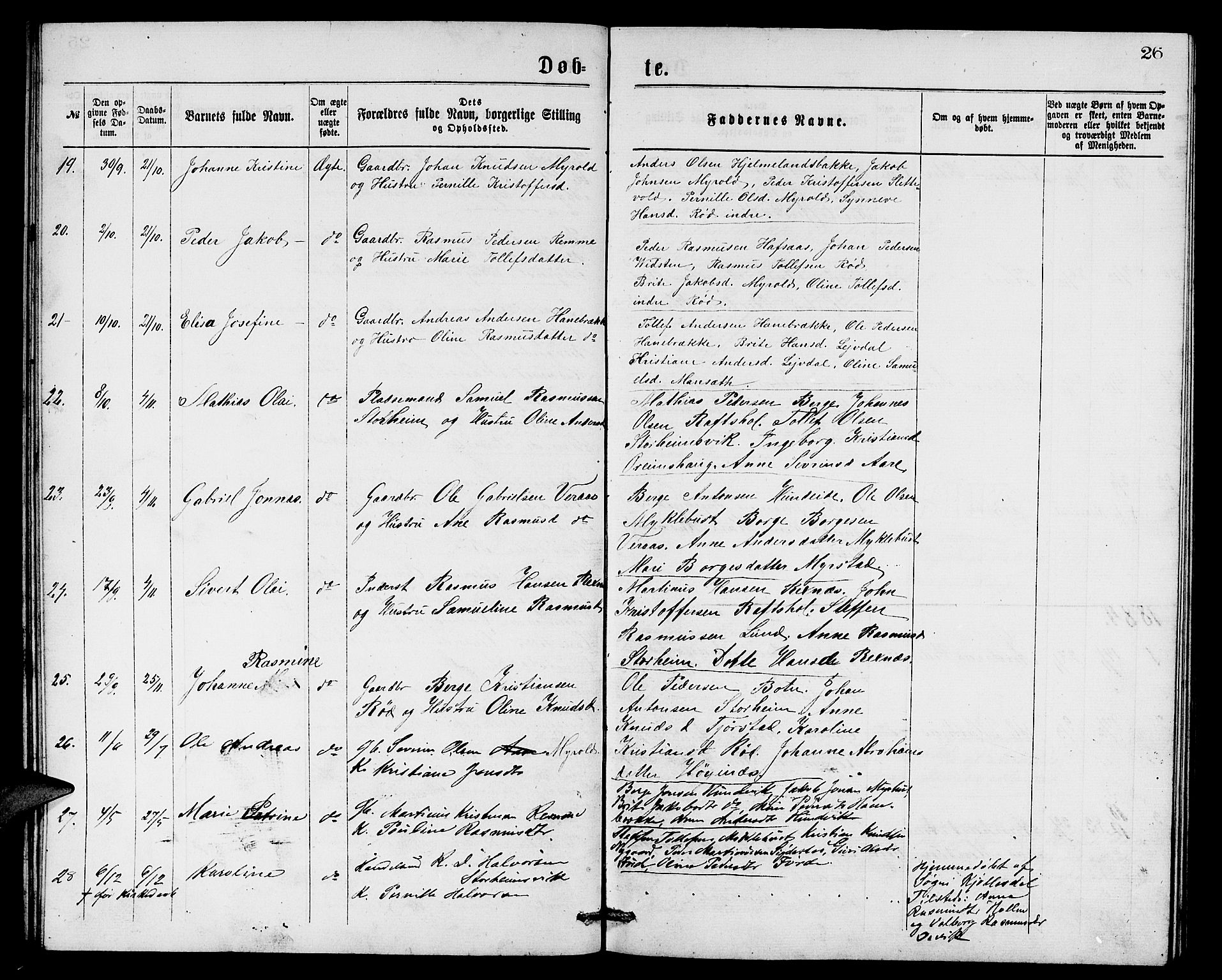 Eid sokneprestembete, AV/SAB-A-82301/H/Hab/Habc/L0001: Parish register (copy) no. C 1, 1877-1886, p. 26