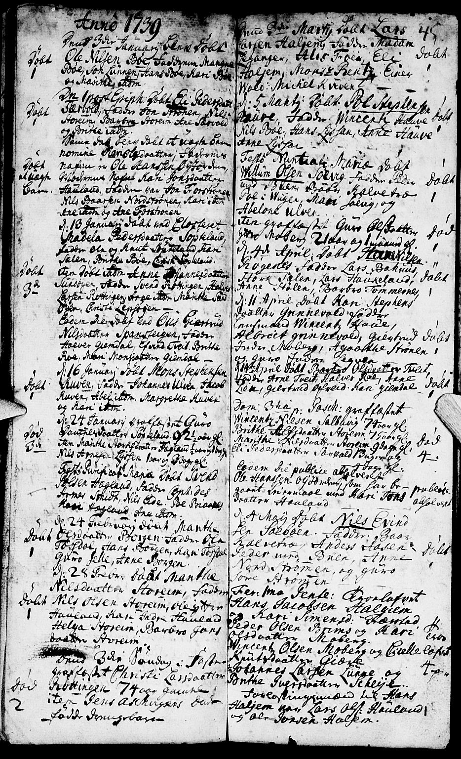 Os sokneprestembete, SAB/A-99929: Parish register (official) no. A 2, 1723-1758, p. 45