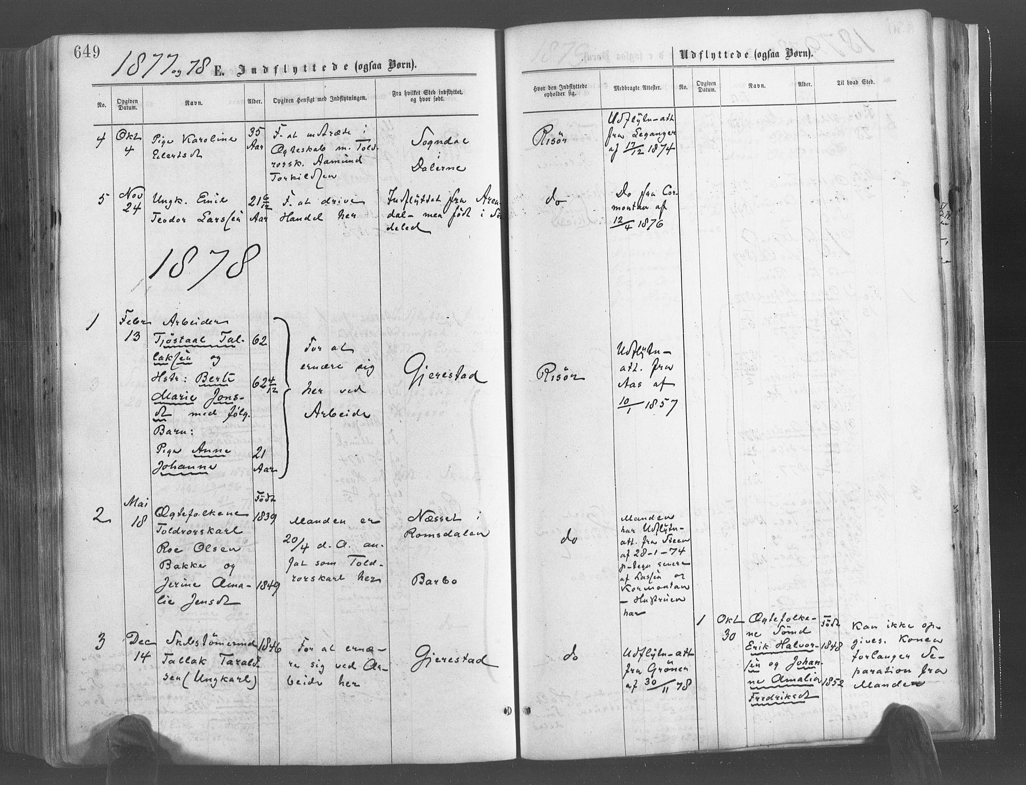 Risør sokneprestkontor, AV/SAK-1111-0035/F/Fa/L0004: Parish register (official) no. A 4, 1865-1882, p. 649