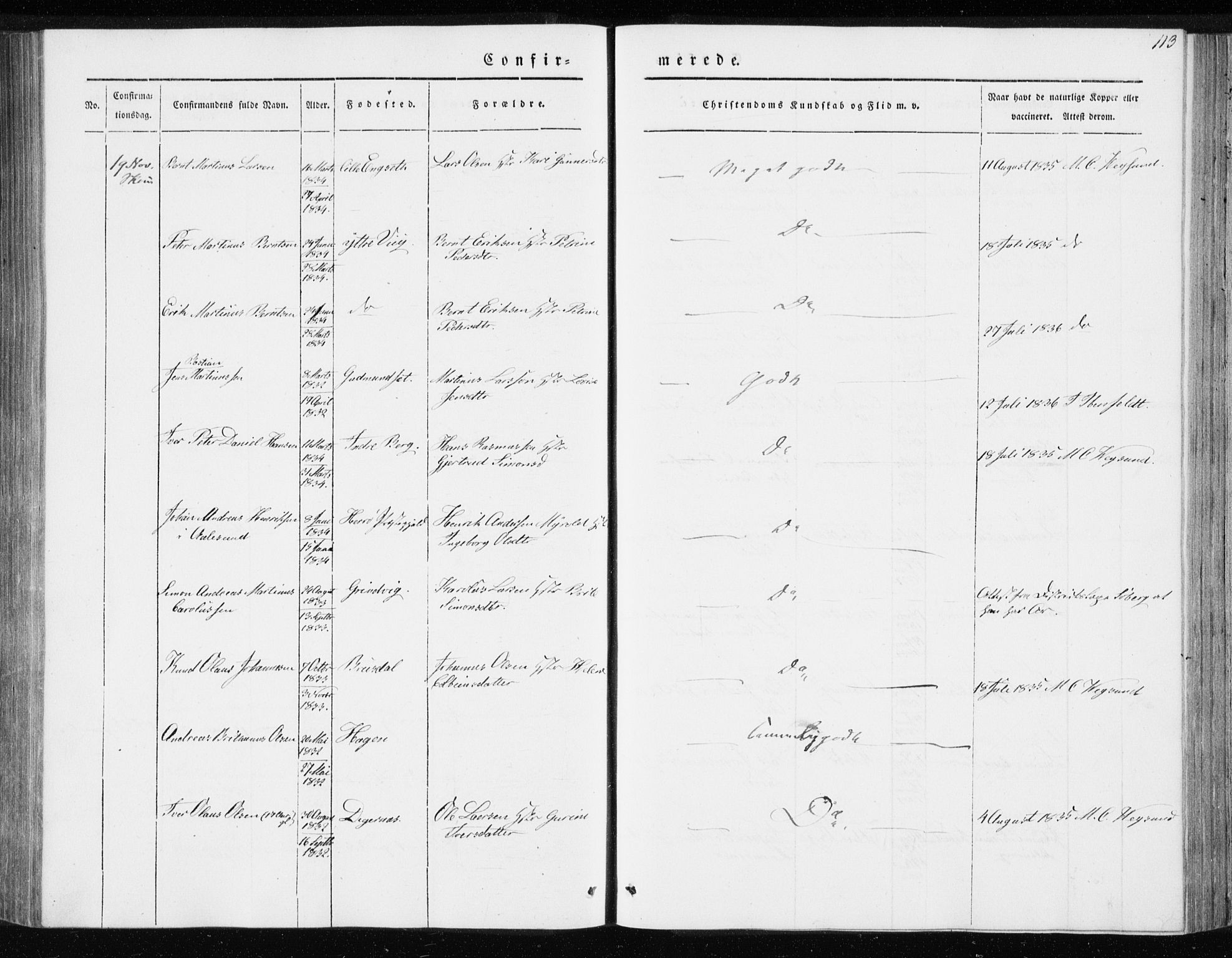 Ministerialprotokoller, klokkerbøker og fødselsregistre - Møre og Romsdal, AV/SAT-A-1454/528/L0415: Curate's parish register no. 528B03, 1843-1852, p. 113