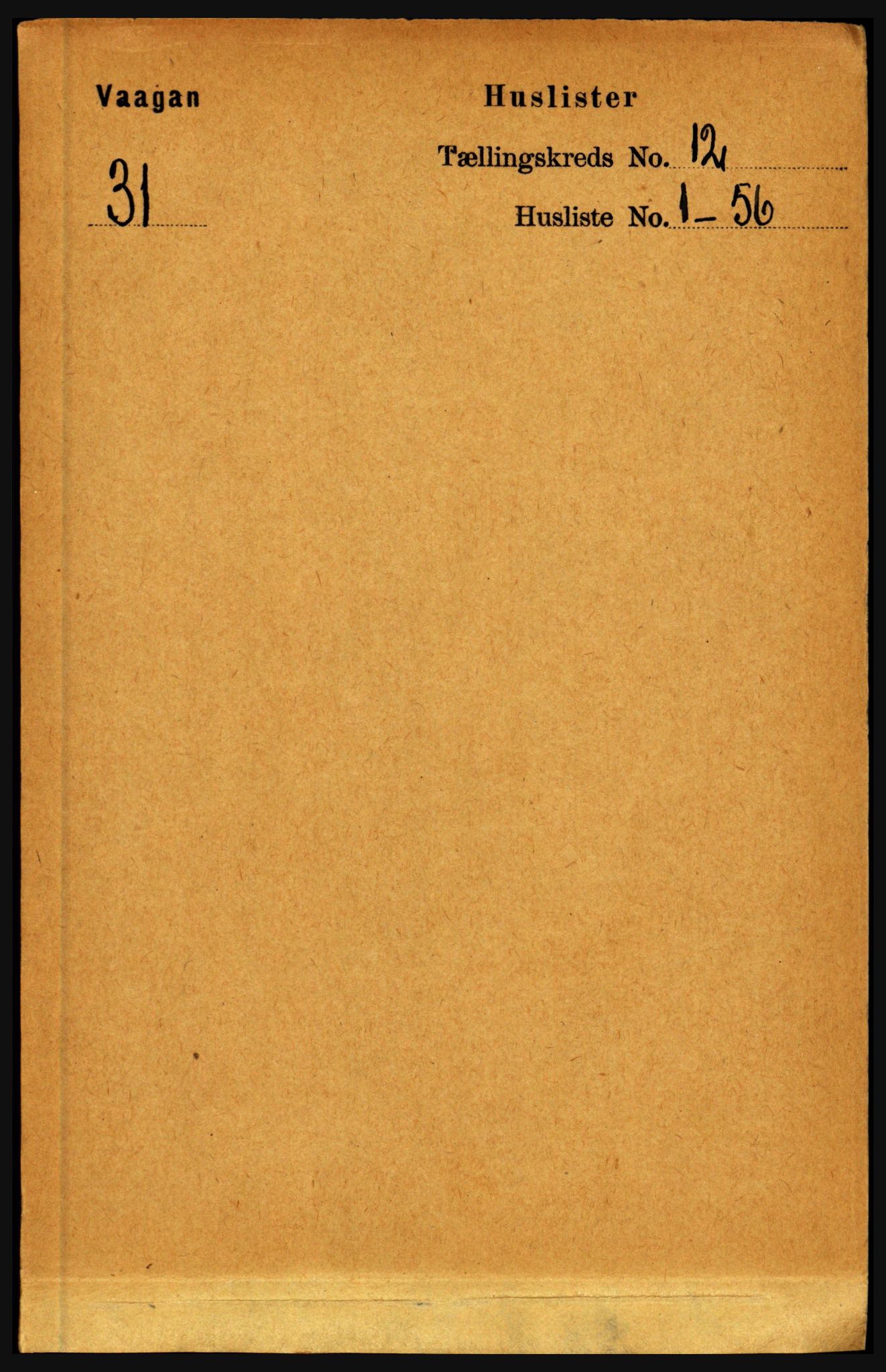 RA, 1891 census for 1865 Vågan, 1891, p. 2833