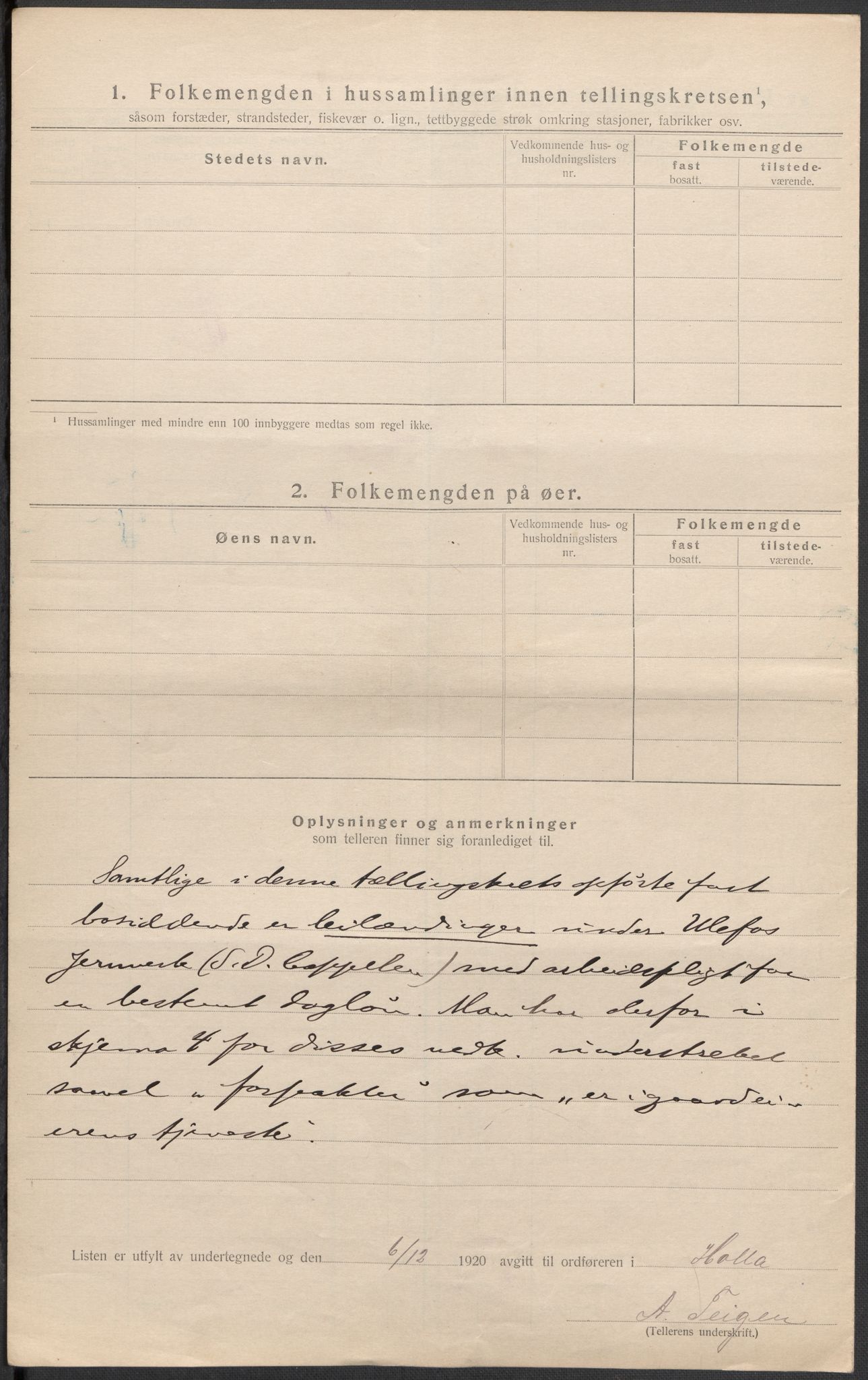 SAKO, 1920 census for Holla, 1920, p. 43
