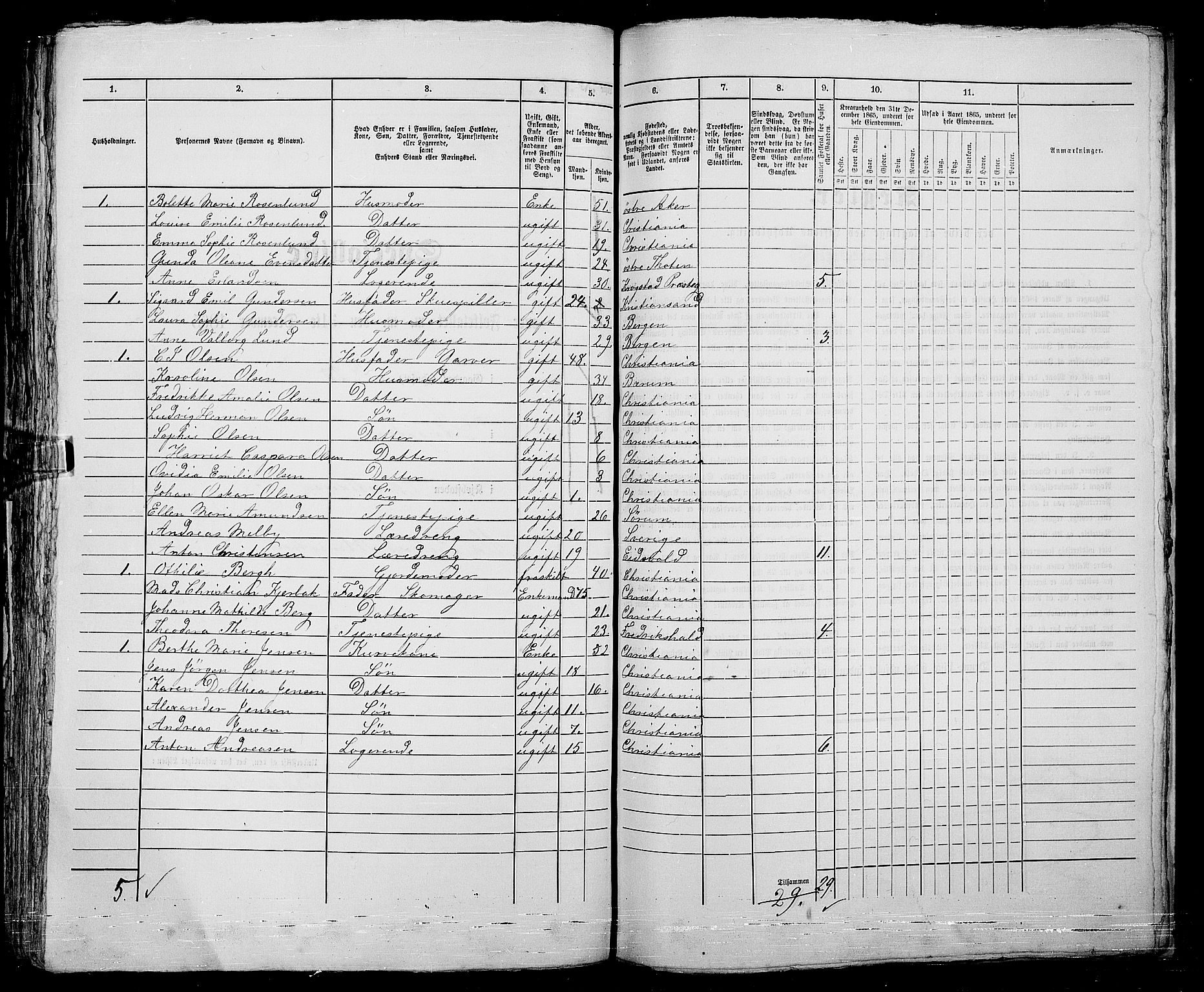 RA, 1865 census for Kristiania, 1865, p. 945