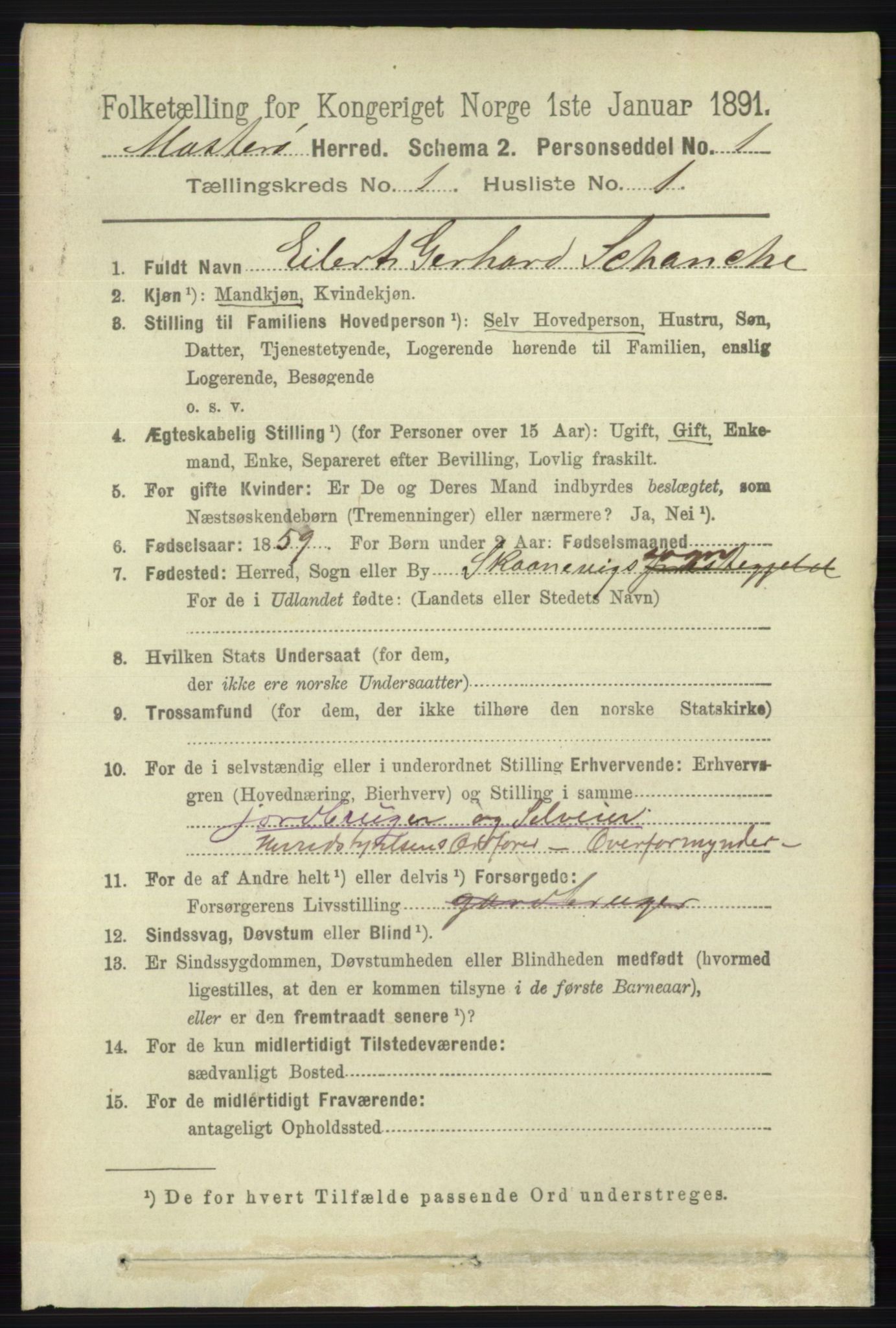 RA, 1891 census for 1143 Mosterøy, 1891, p. 101