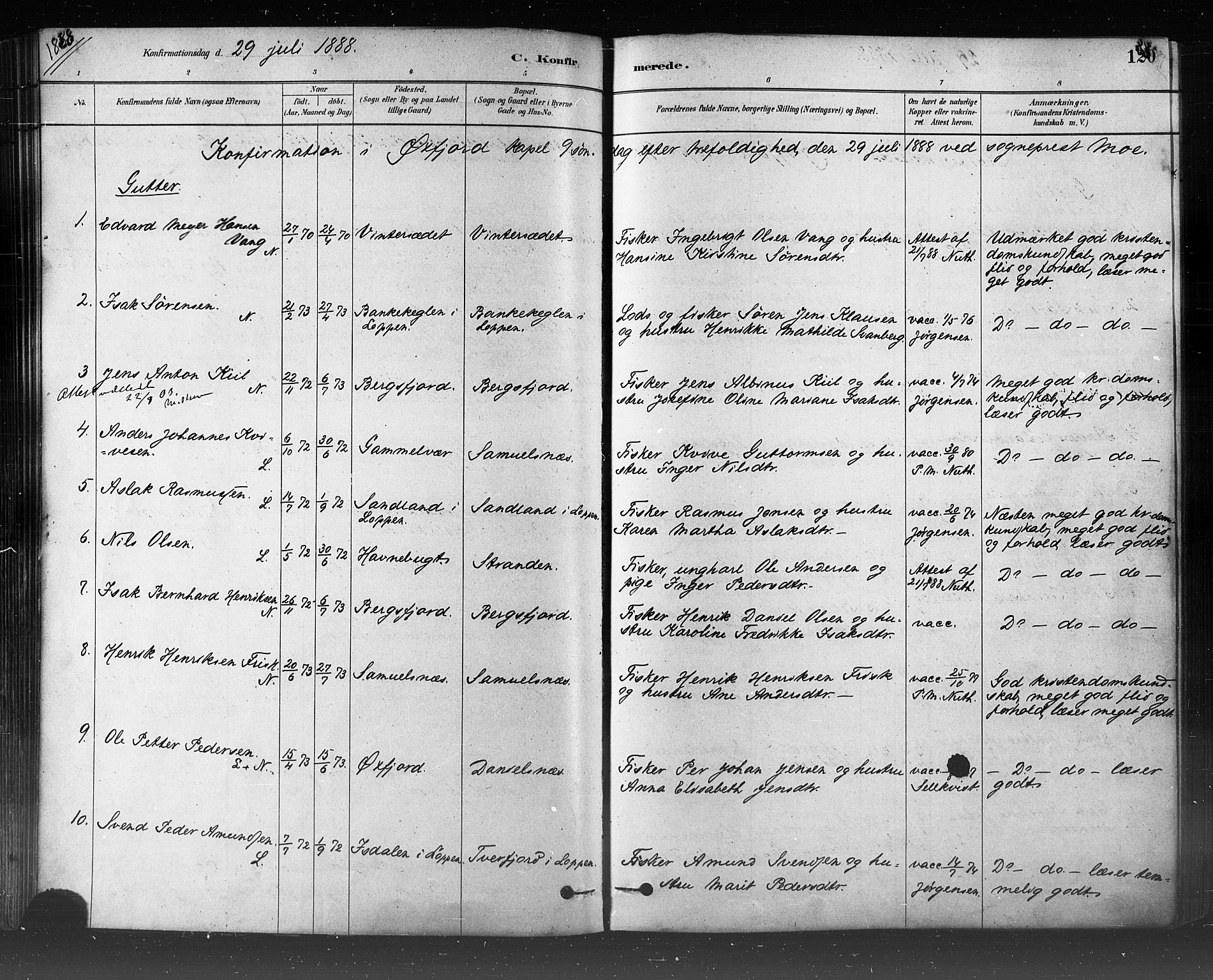 Loppa sokneprestkontor, SATØ/S-1339/H/Ha/L0006kirke: Parish register (official) no. 6, 1879-1895, p. 120
