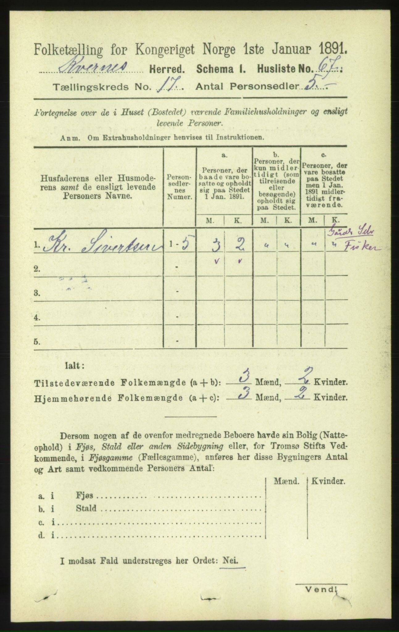 RA, 1891 census for 1553 Kvernes, 1891, p. 7137