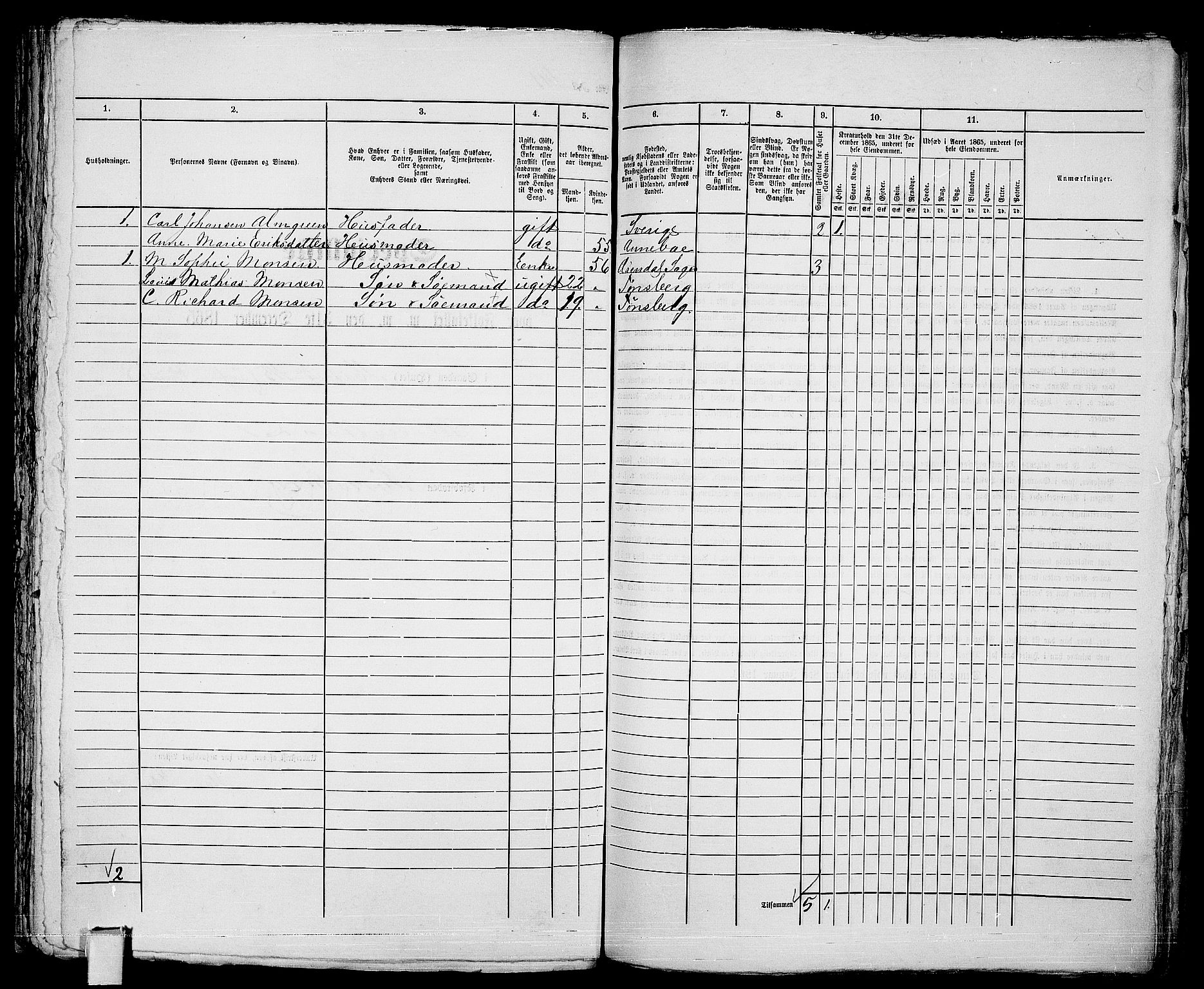 RA, 1865 census for Tønsberg, 1865, p. 309