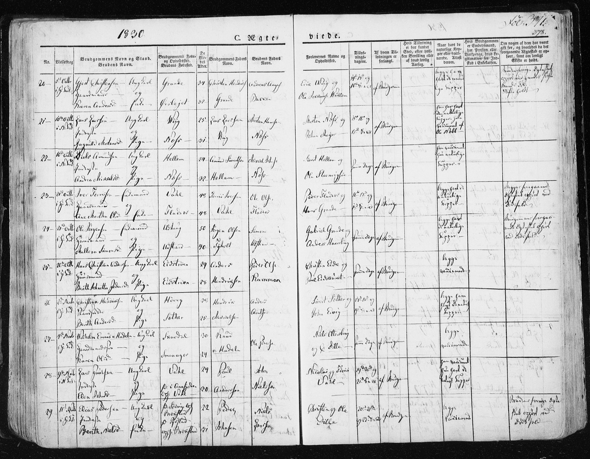 Ministerialprotokoller, klokkerbøker og fødselsregistre - Sør-Trøndelag, SAT/A-1456/659/L0735: Parish register (official) no. 659A05, 1826-1841, p. 377