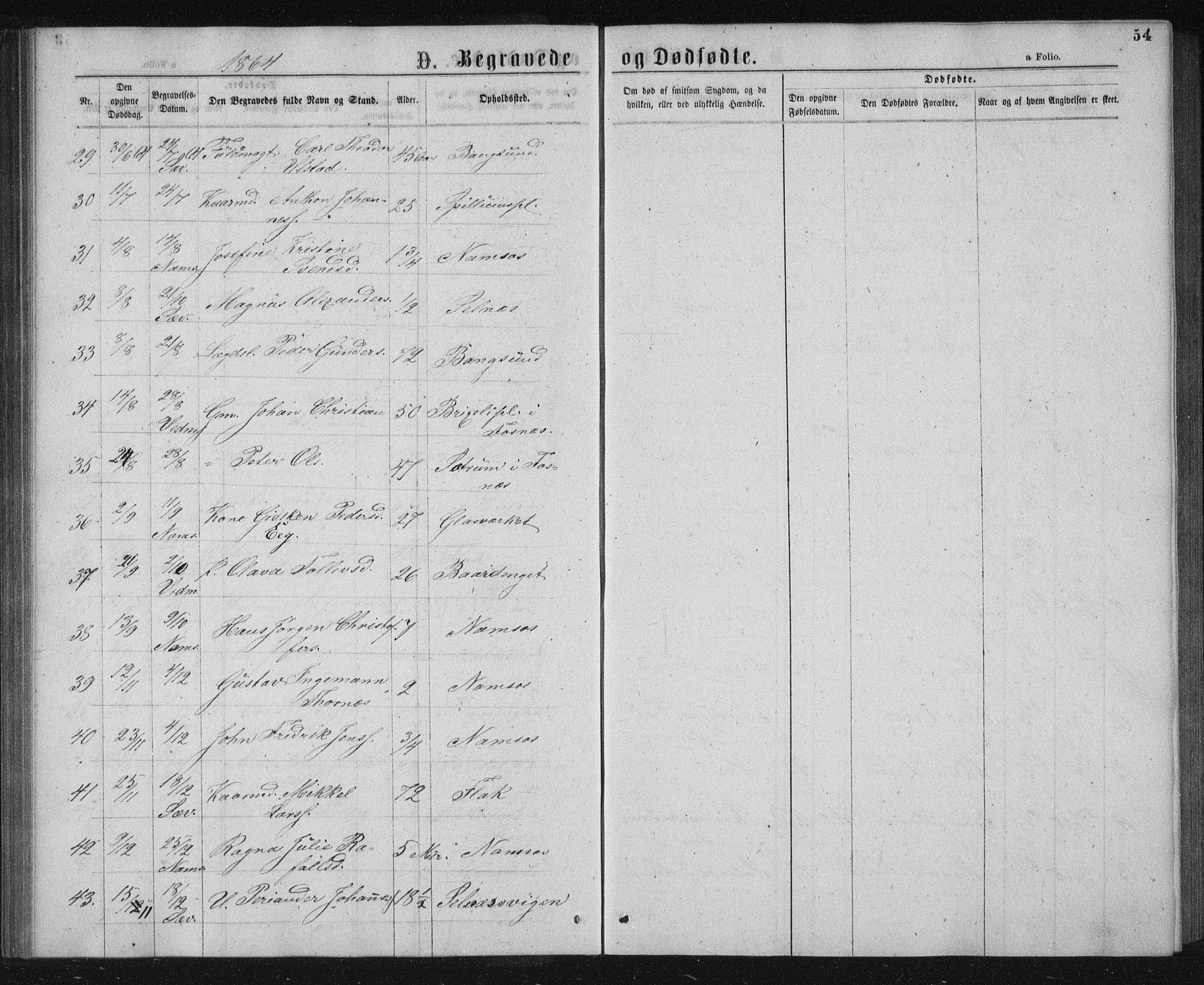 Ministerialprotokoller, klokkerbøker og fødselsregistre - Nord-Trøndelag, AV/SAT-A-1458/768/L0569: Parish register (official) no. 768A04, 1836-1865, p. 54