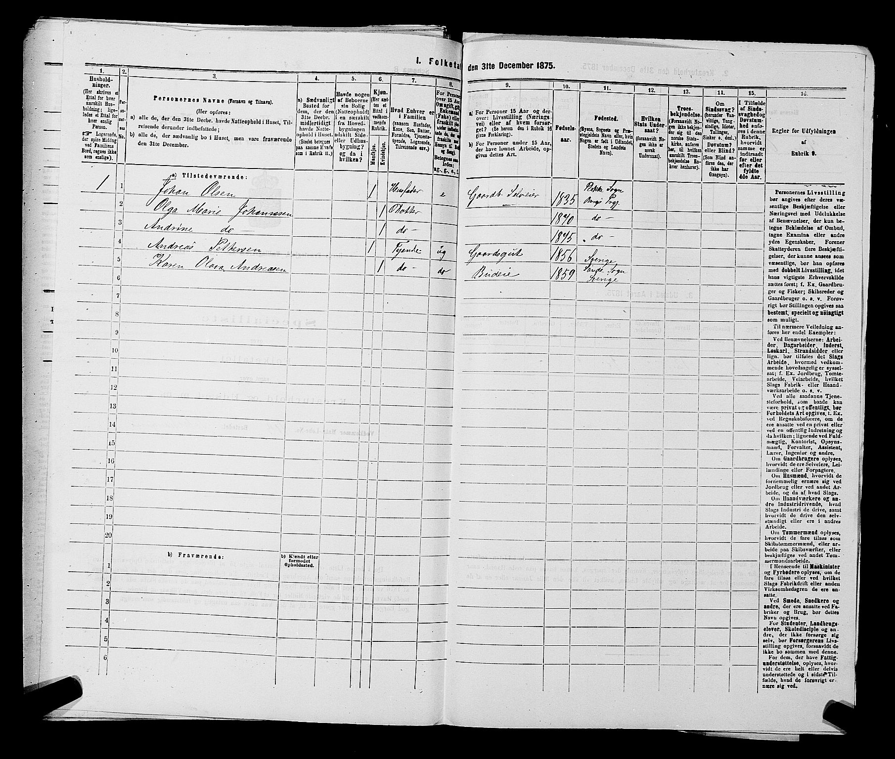 RA, 1875 census for 0116P Berg, 1875, p. 676