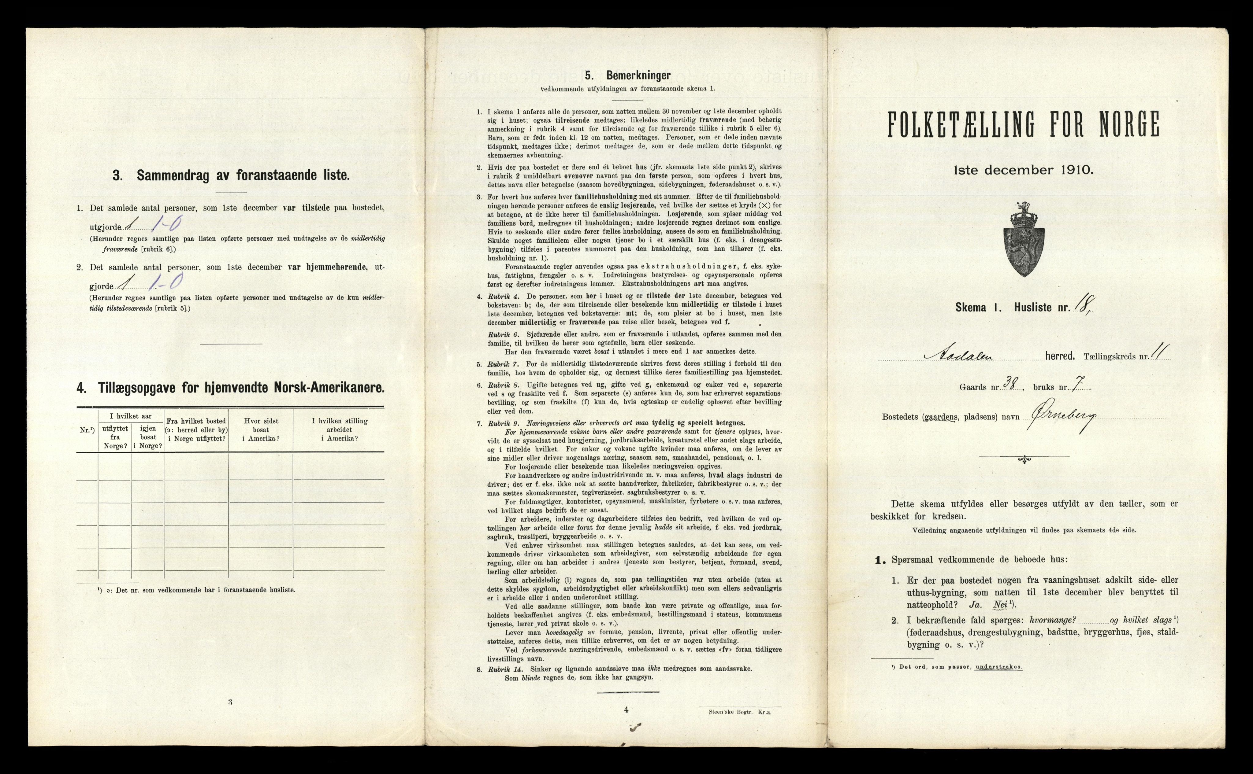 RA, 1910 census for Ådal, 1910, p. 1039