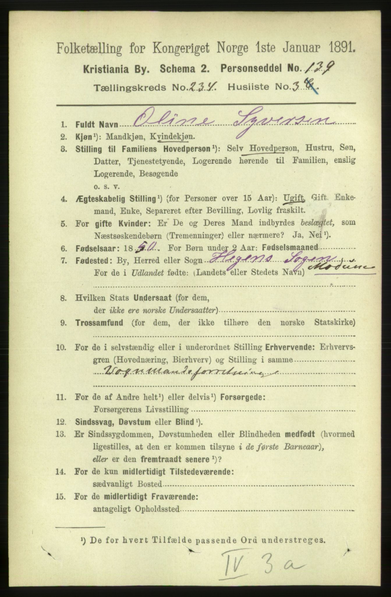 RA, 1891 census for 0301 Kristiania, 1891, p. 143600