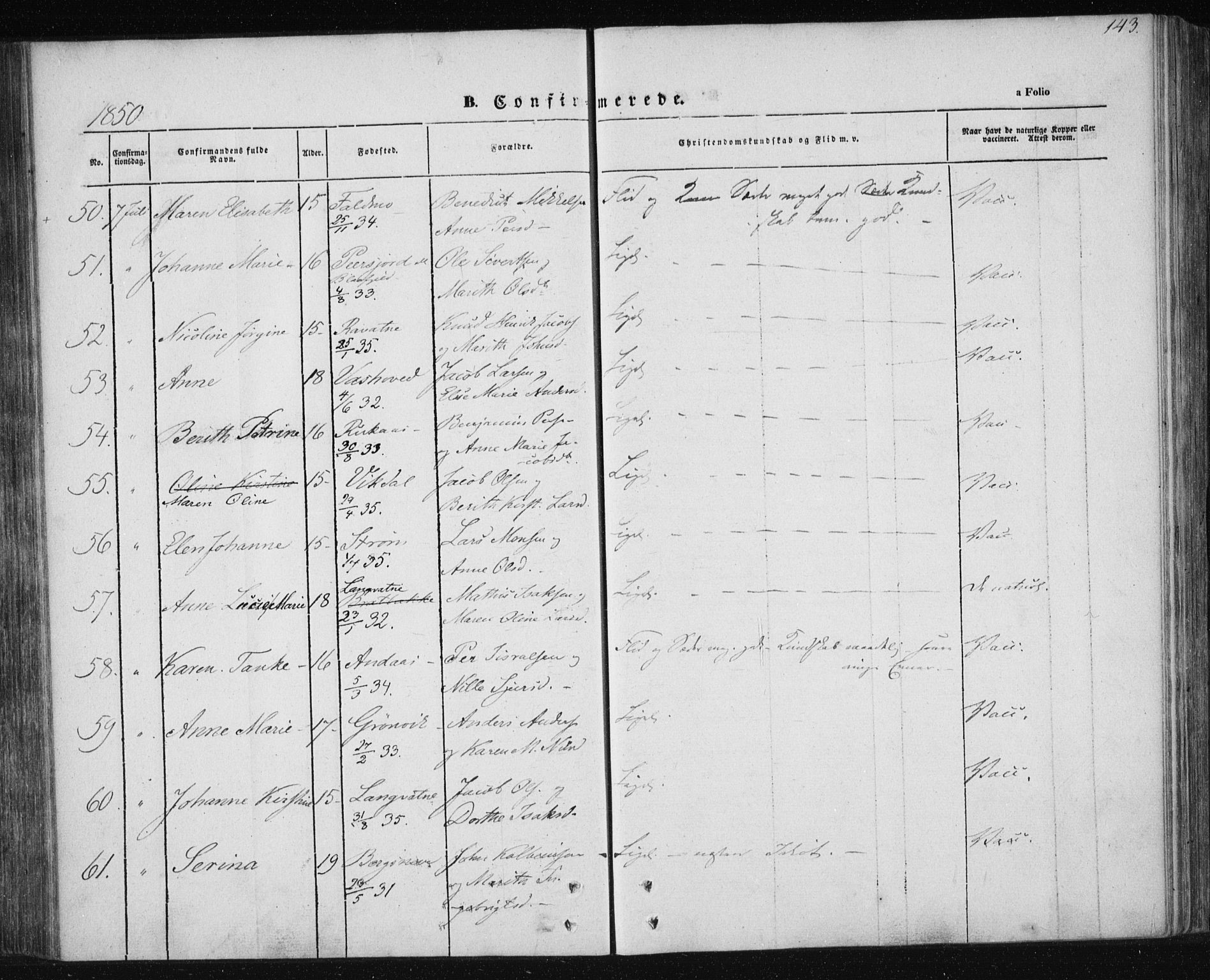 Ministerialprotokoller, klokkerbøker og fødselsregistre - Nordland, AV/SAT-A-1459/820/L0291: Parish register (official) no. 820A12, 1846-1854, p. 143