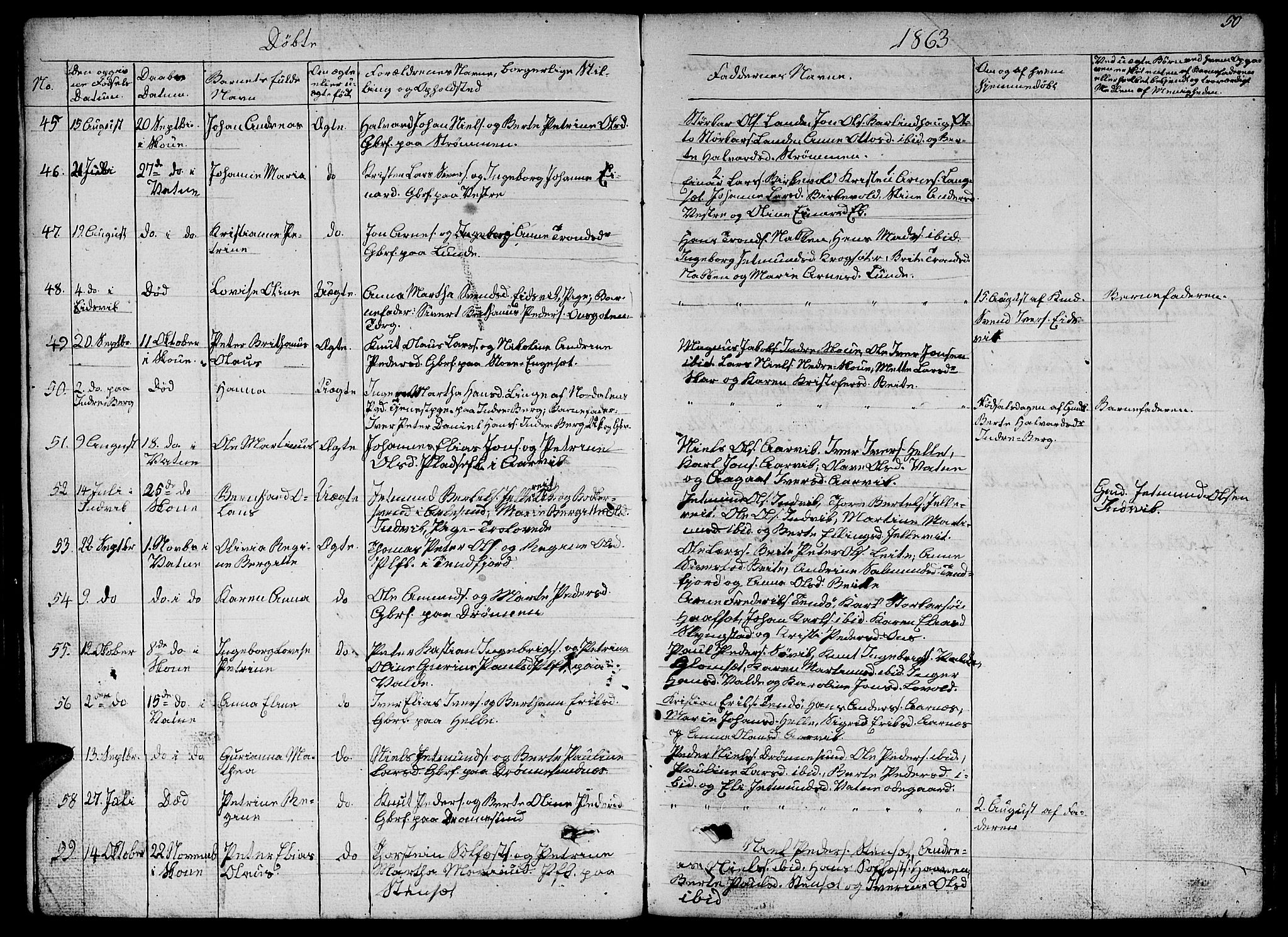 Ministerialprotokoller, klokkerbøker og fødselsregistre - Møre og Romsdal, SAT/A-1454/524/L0363: Parish register (copy) no. 524C04, 1855-1864, p. 50