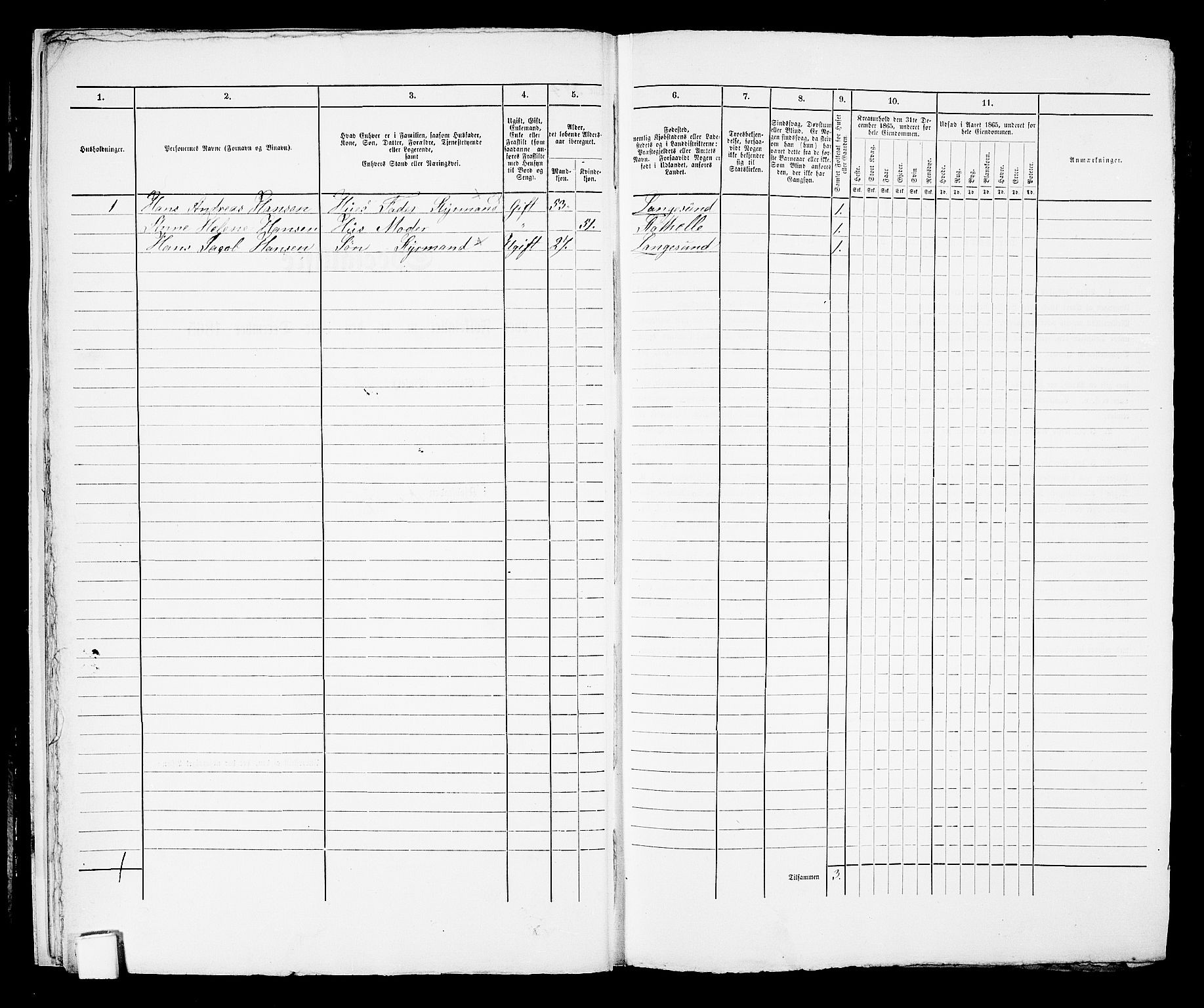 RA, 1865 census for Brevik, 1865, p. 17