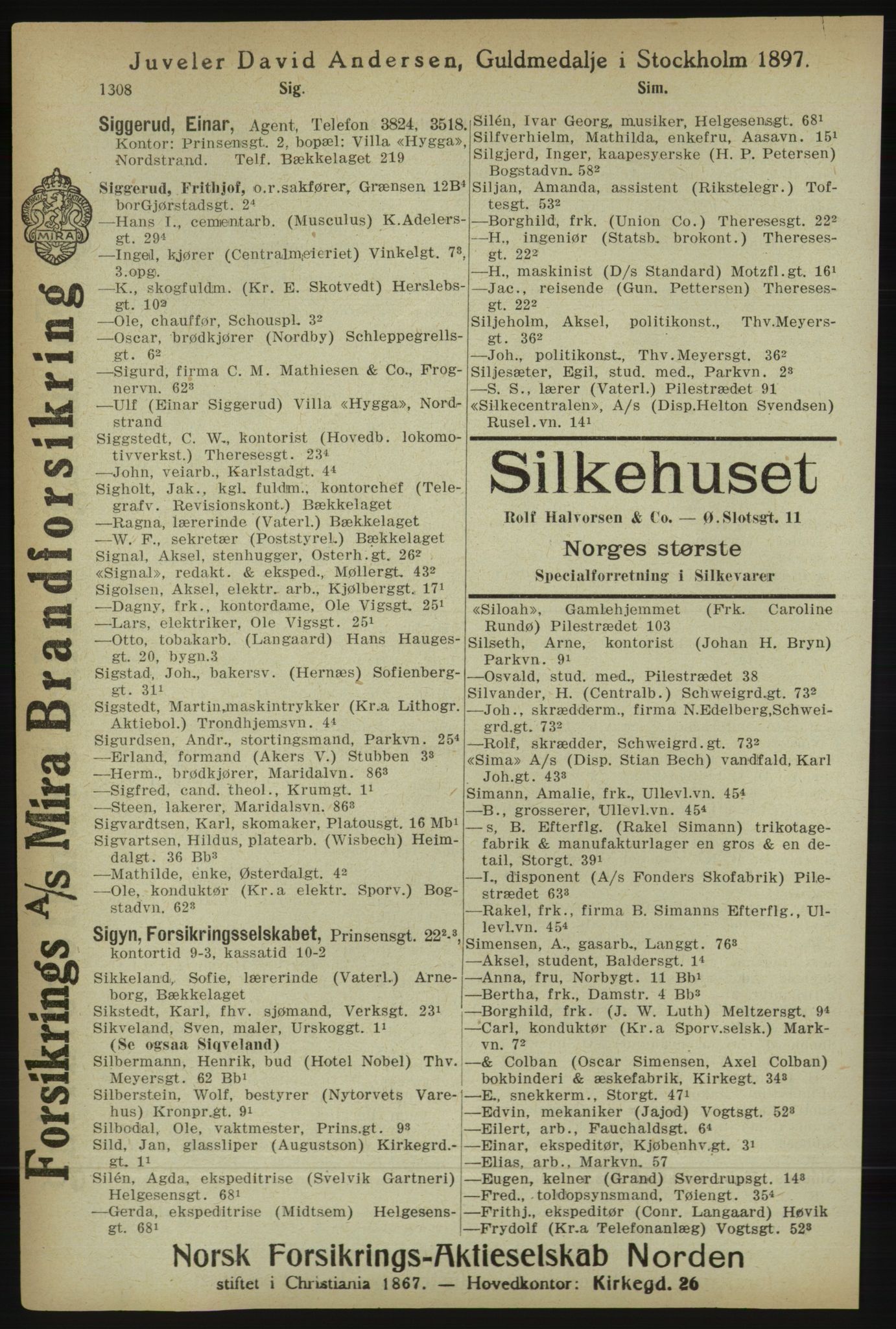 Kristiania/Oslo adressebok, PUBL/-, 1918, p. 1333