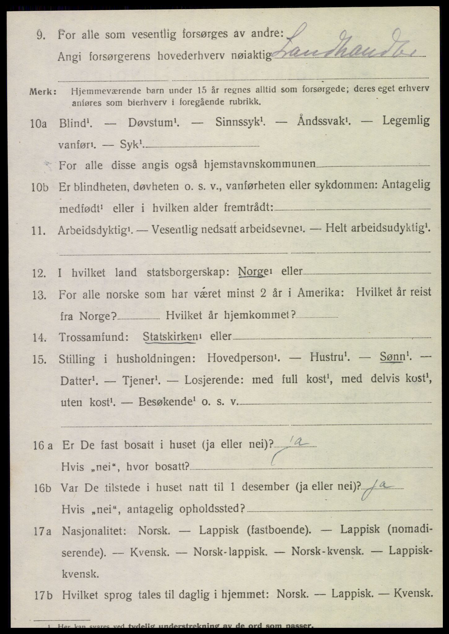 SAT, 1920 census for Vefsn, 1920, p. 9152