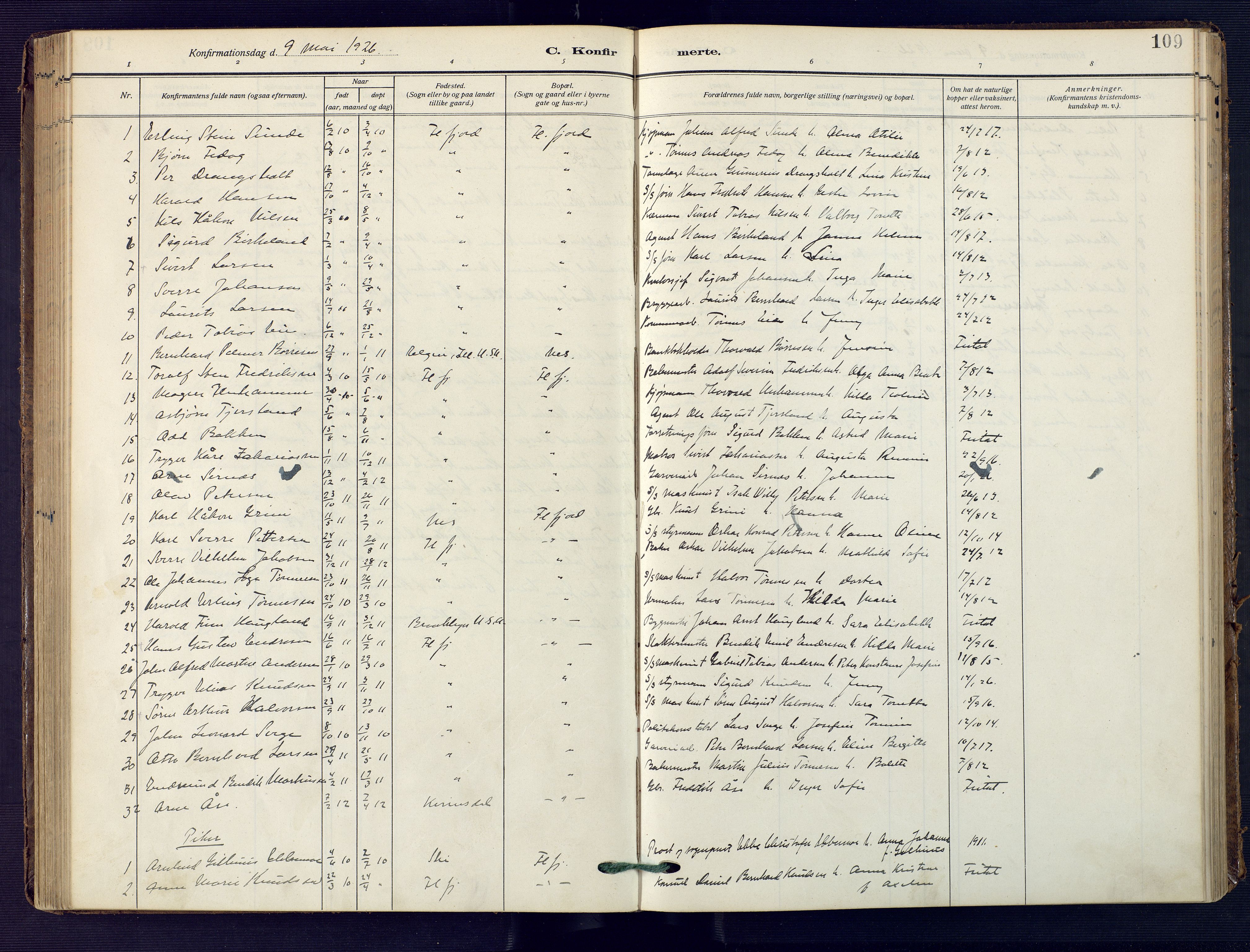 Flekkefjord sokneprestkontor, AV/SAK-1111-0012/F/Fa/Faa/L0003: Parish register (official) no. A 3, 1913-1928, p. 109