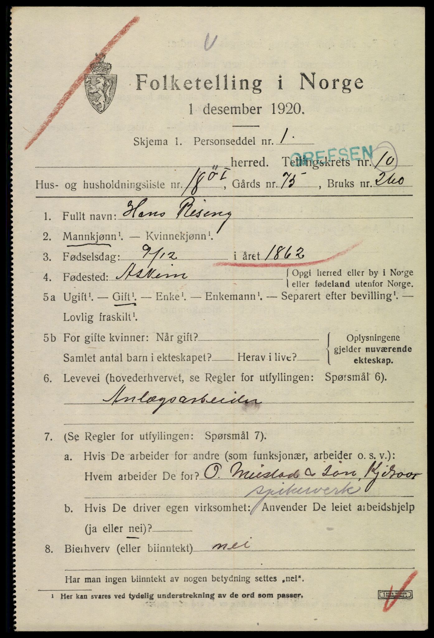 SAO, 1920 census for Aker, 1920, p. 62314