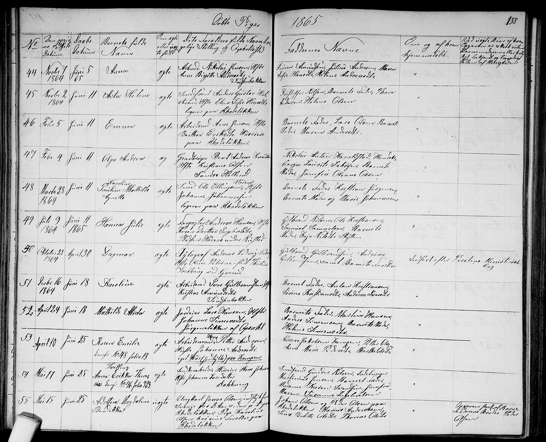 Østre Aker prestekontor Kirkebøker, AV/SAO-A-10840/G/Ga/L0002: Parish register (copy) no. I 2, 1861-1867, p. 138