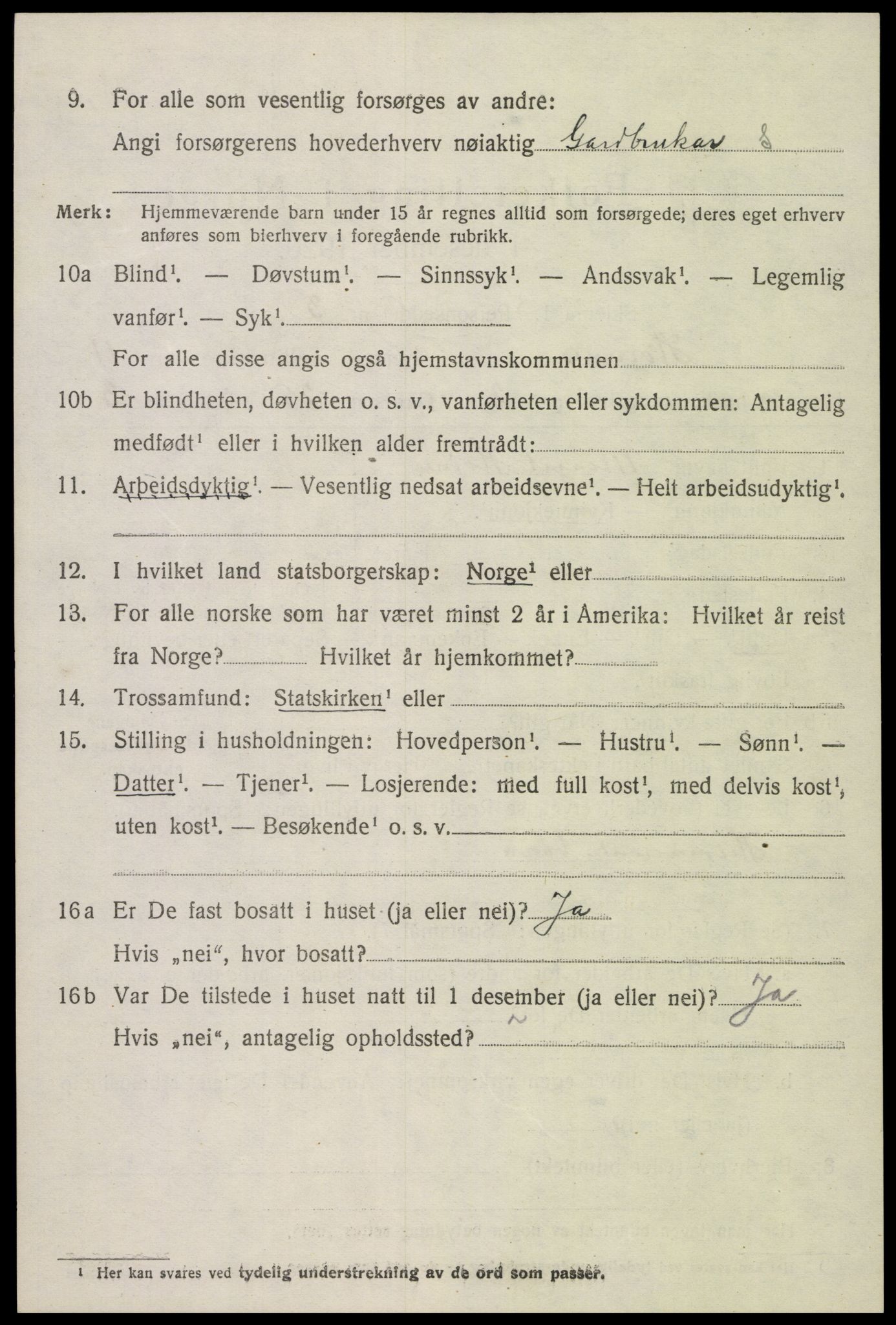 SAK, 1920 census for Hornnes, 1920, p. 2650