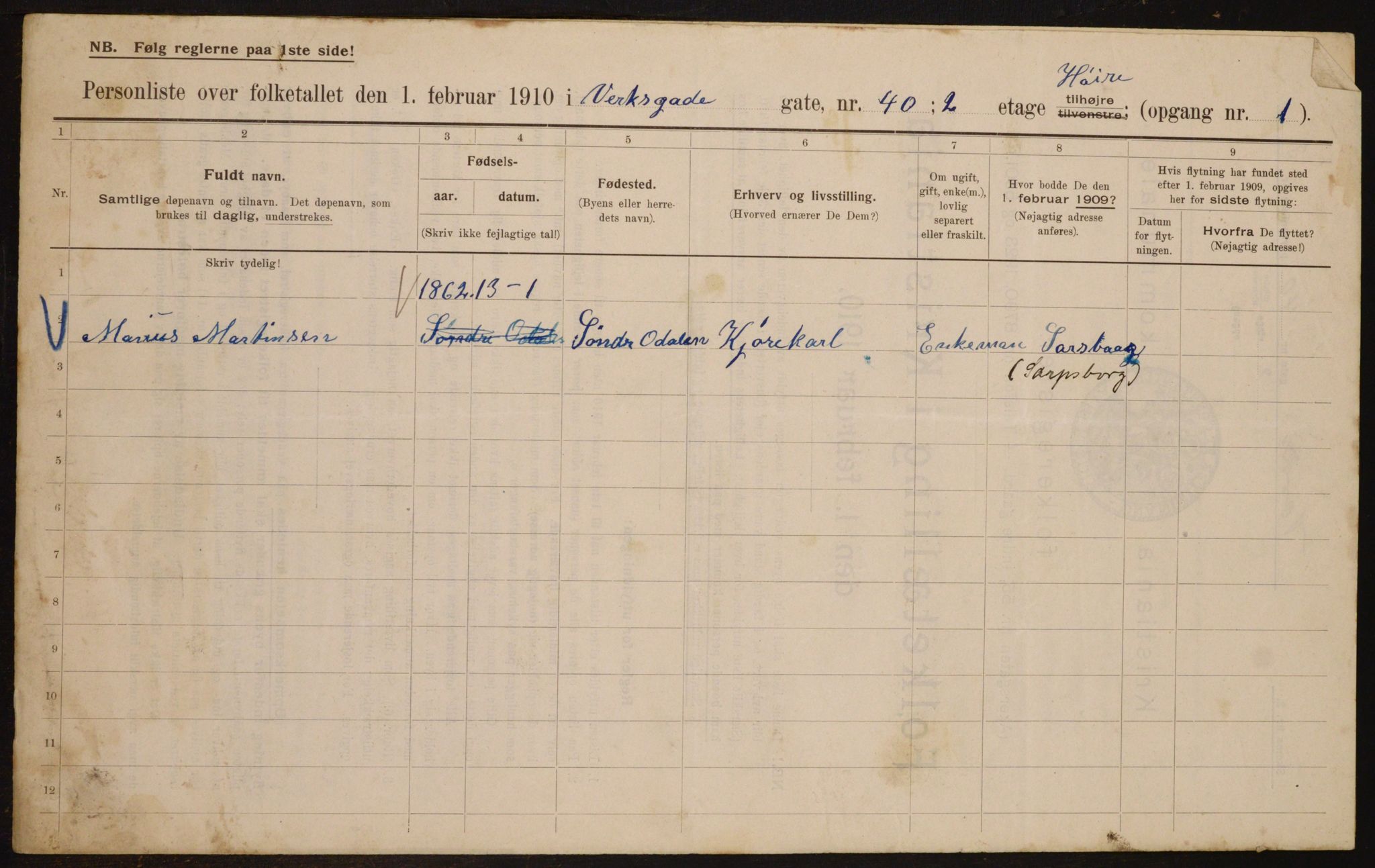 OBA, Municipal Census 1910 for Kristiania, 1910, p. 115934