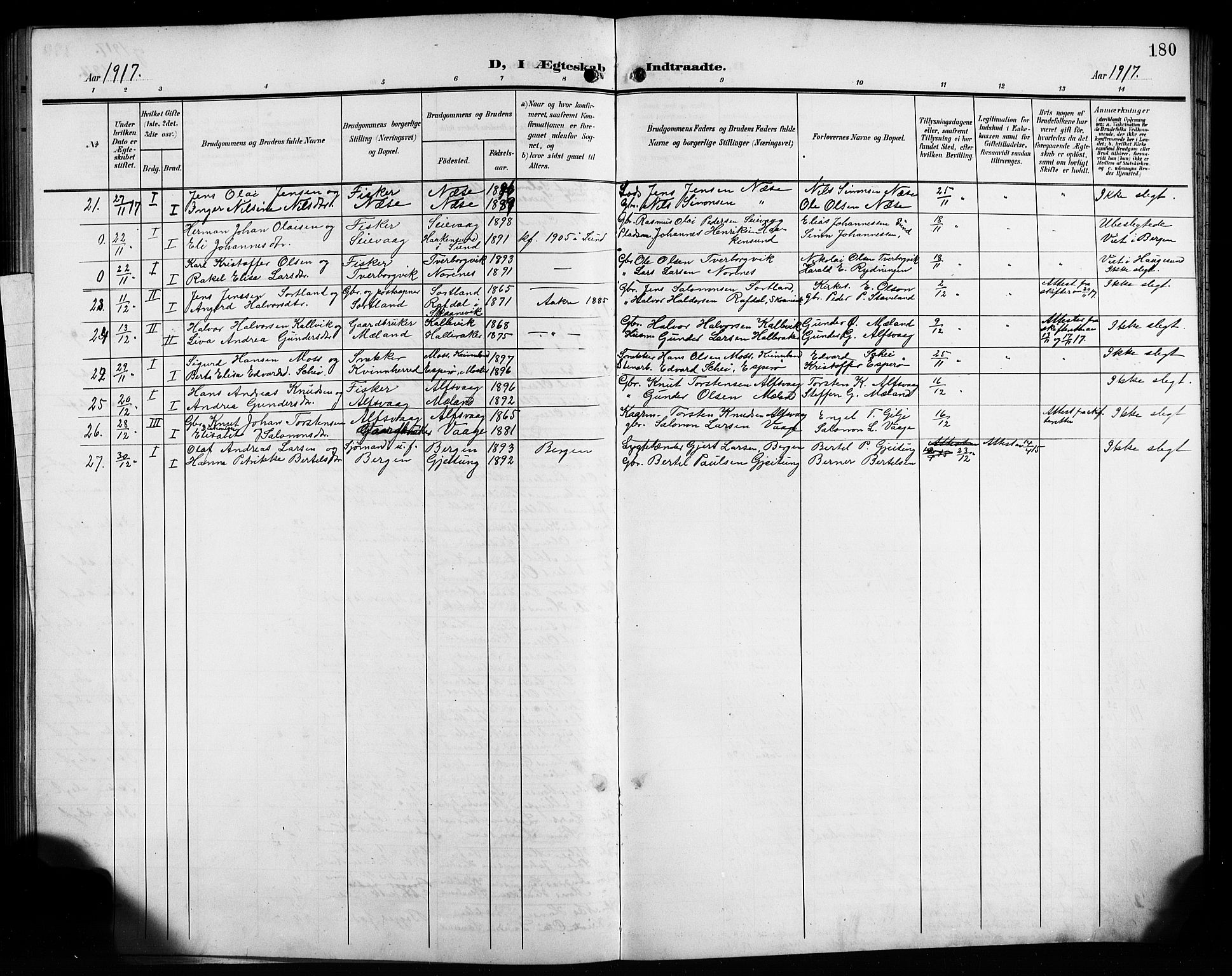 Finnås sokneprestembete, AV/SAB-A-99925/H/Ha/Hab/Habb/L0005: Parish register (copy) no. B 5, 1907-1920, p. 180