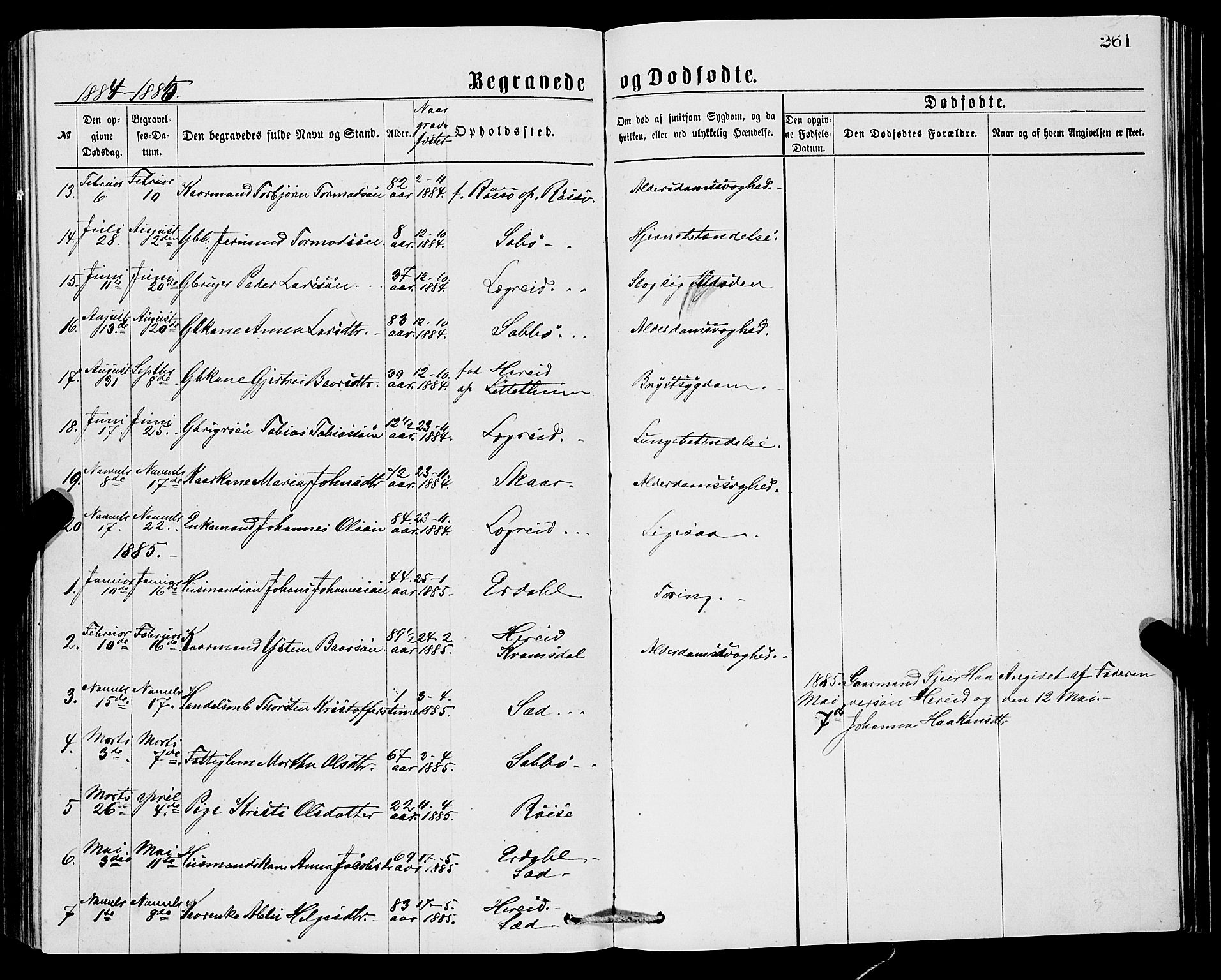 Ullensvang sokneprestembete, SAB/A-78701/H/Hab: Parish register (copy) no. C 2, 1871-1899, p. 261