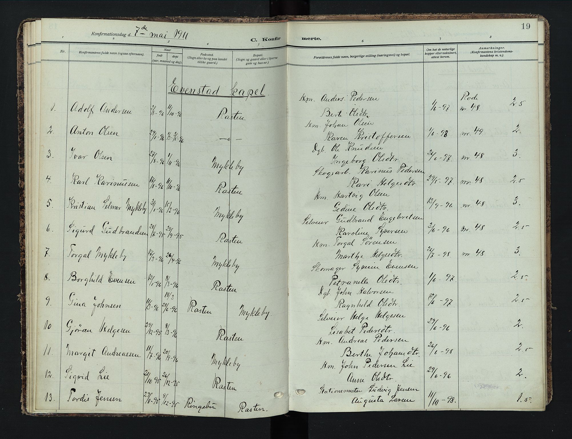 Stor-Elvdal prestekontor, SAH/PREST-052/H/Ha/Haa/L0005: Parish register (official) no. 5, 1908-1924, p. 19